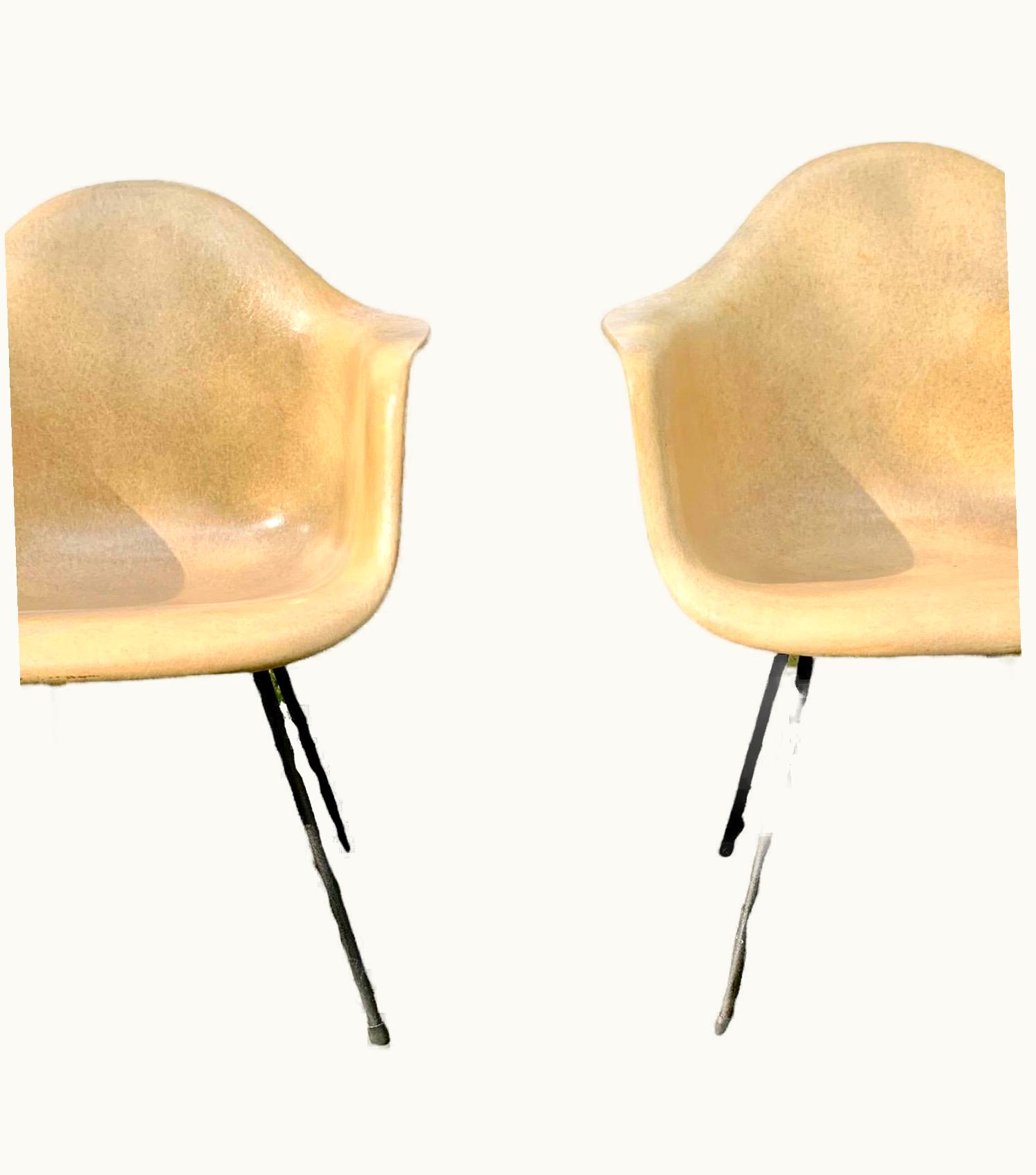 Charles and Ray Eames 1950's Vintage Charles Eames Fiberglass Shell Armchairs For Herman Miller-A Pair