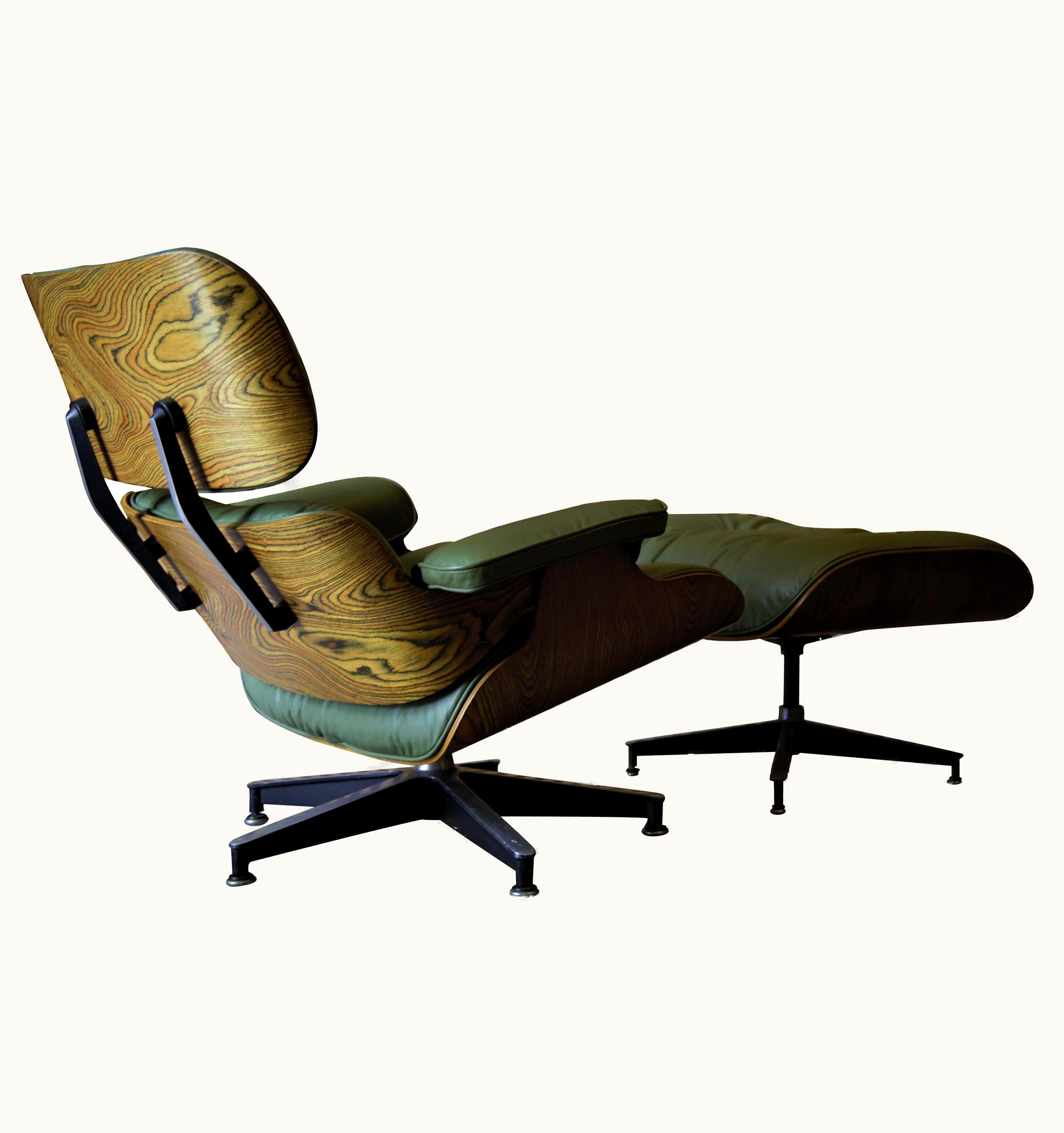 Charles and Ray Eames One Of A Kind Zebrawood Eames Lounge Chair For Herman Miller W/ Rosewood Ottoman