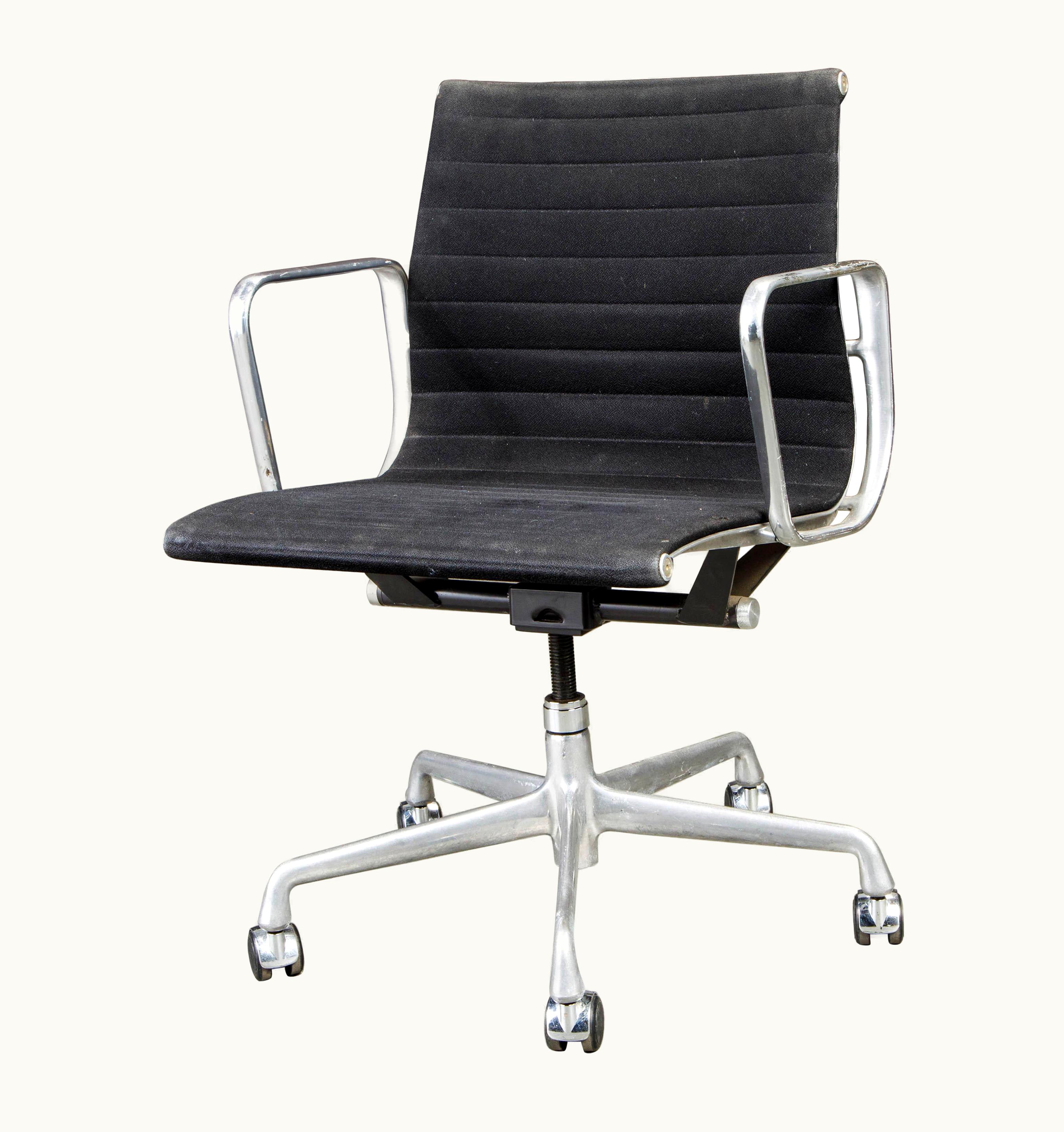 Charles Eames;Charles and Ray Eames Aluminum Group Desk Chairs By Charles Eames For Herman Miller, Signed