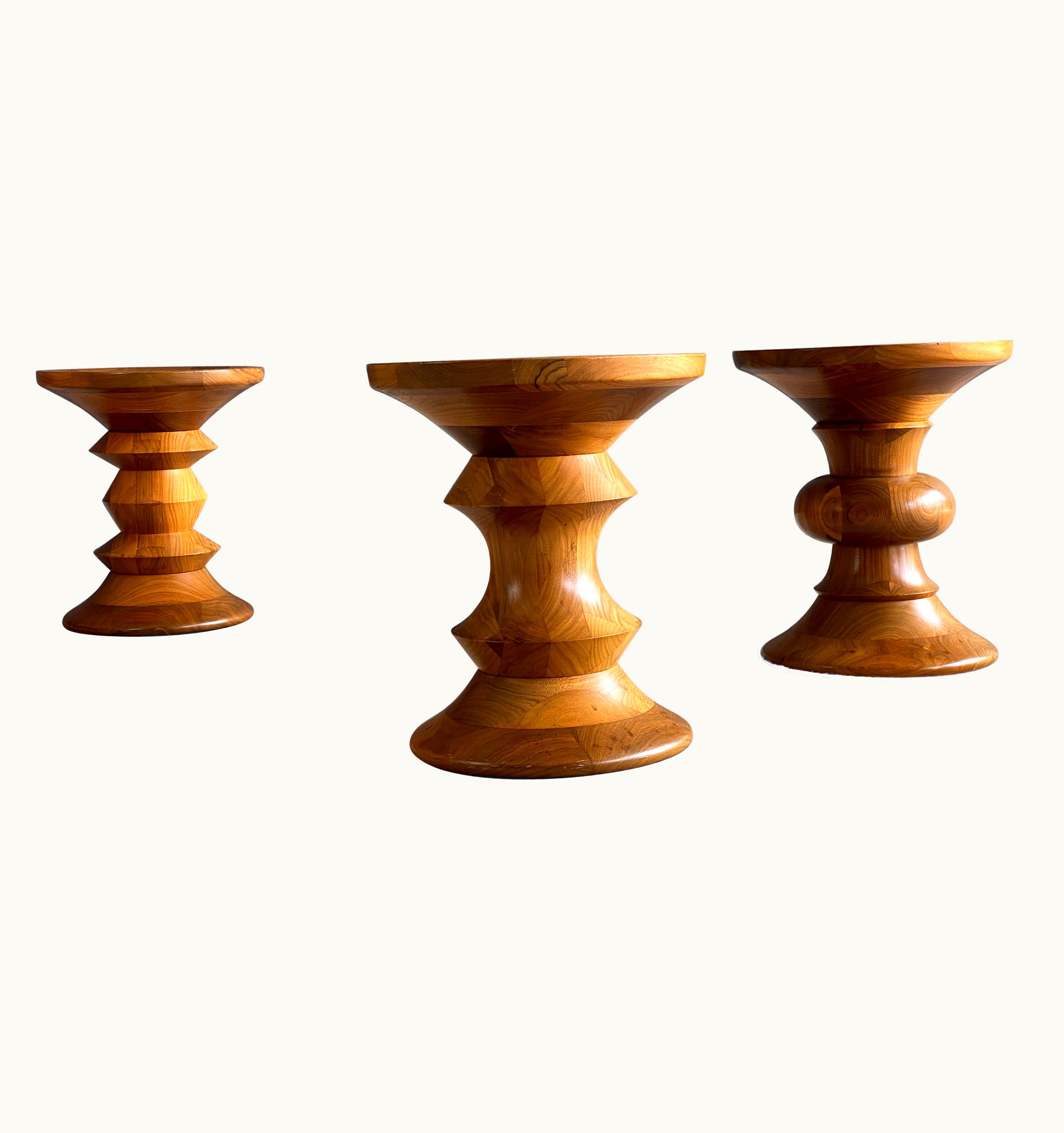 Charles and Ray Eames Complete Vintage Set Of Eames Time Life Stools 'ABC' In Walnut