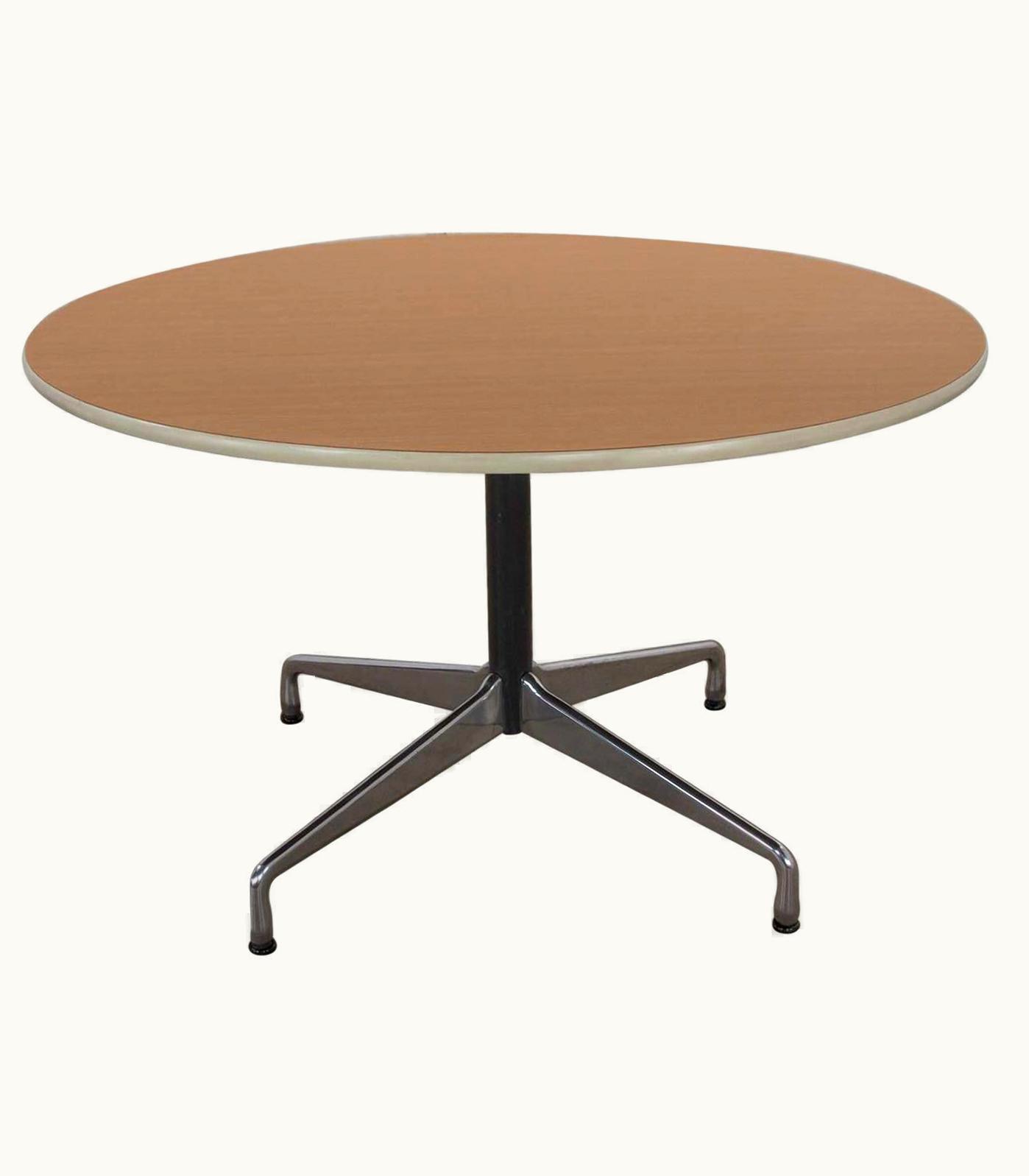 Charles and Ray Eames Charles and Ray Eames Herman Miller Round Table Universal Base Wood Grain Laminate Top