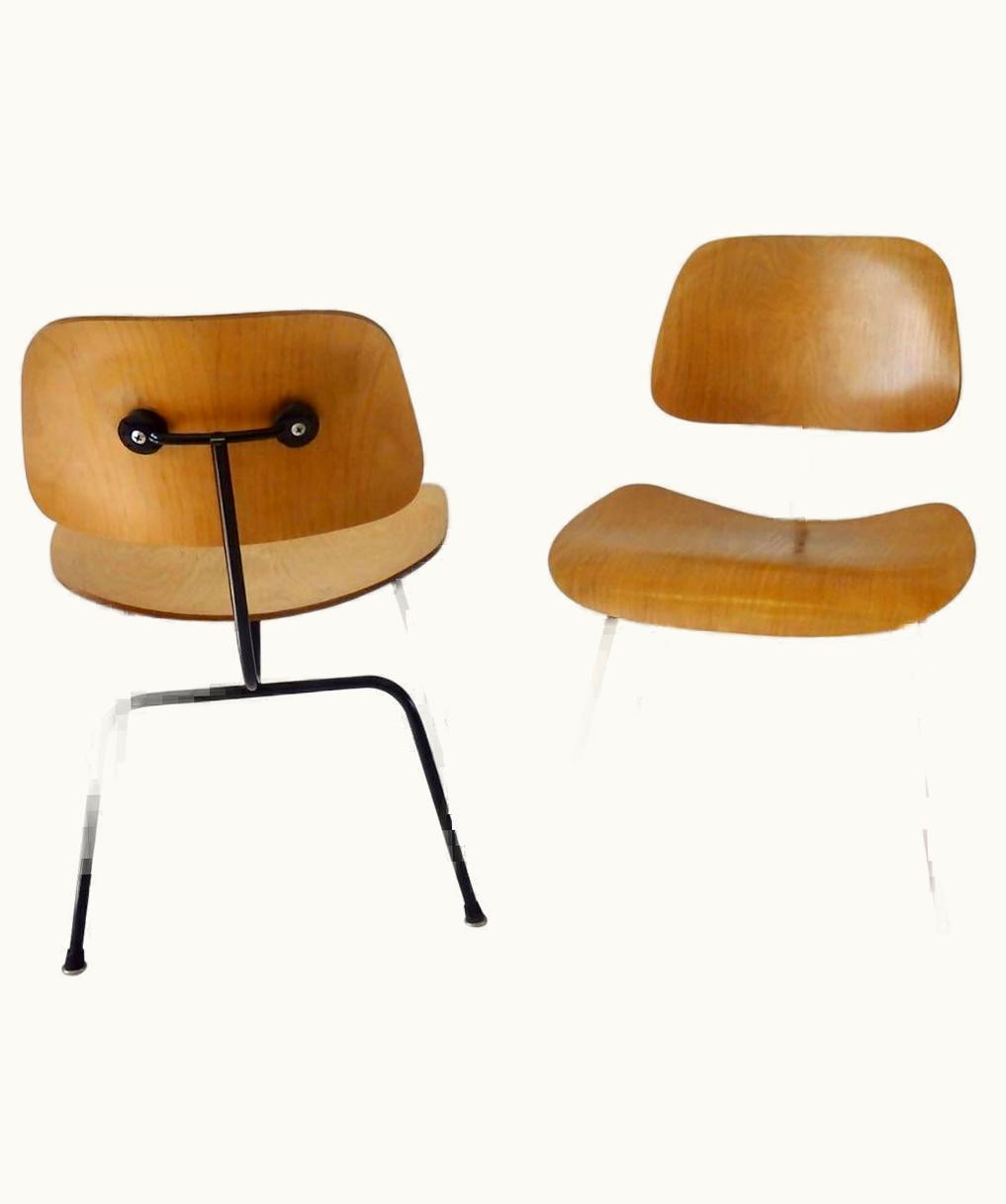 Charles and Ray Eames Pair Of Charles And Ray Eames Metal Leg Dining Chairs DCM For Herman Miller