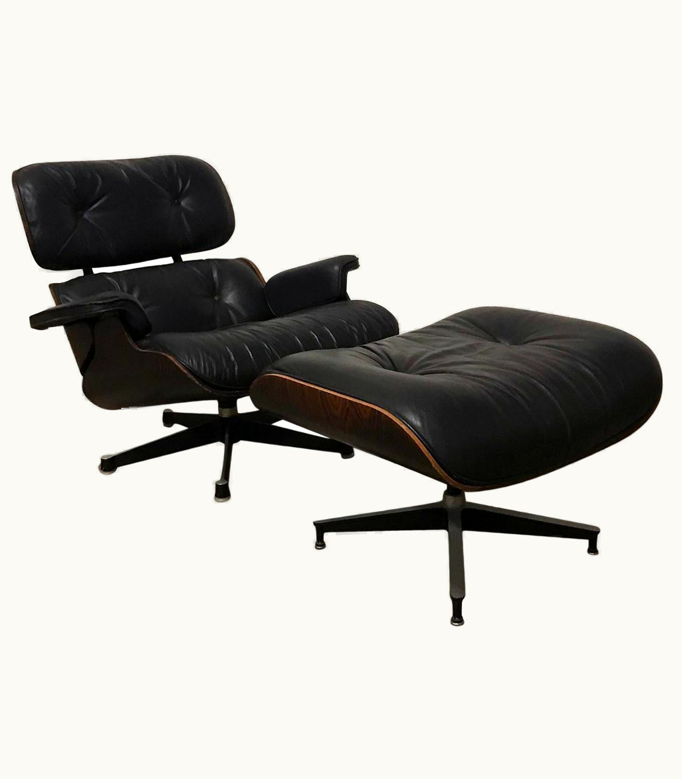 Charles and Ray Eames 1956, Ray & Charles Eames, Miller, 1st Version Lounge Chair 1956, Ottoman 1966