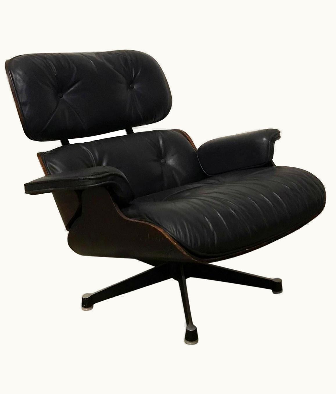 Charles and Ray Eames Charles and Ray Eames 1956, Ray & Charles Eames Lounge Chair, Rare First Edition 1956 In Black Leather