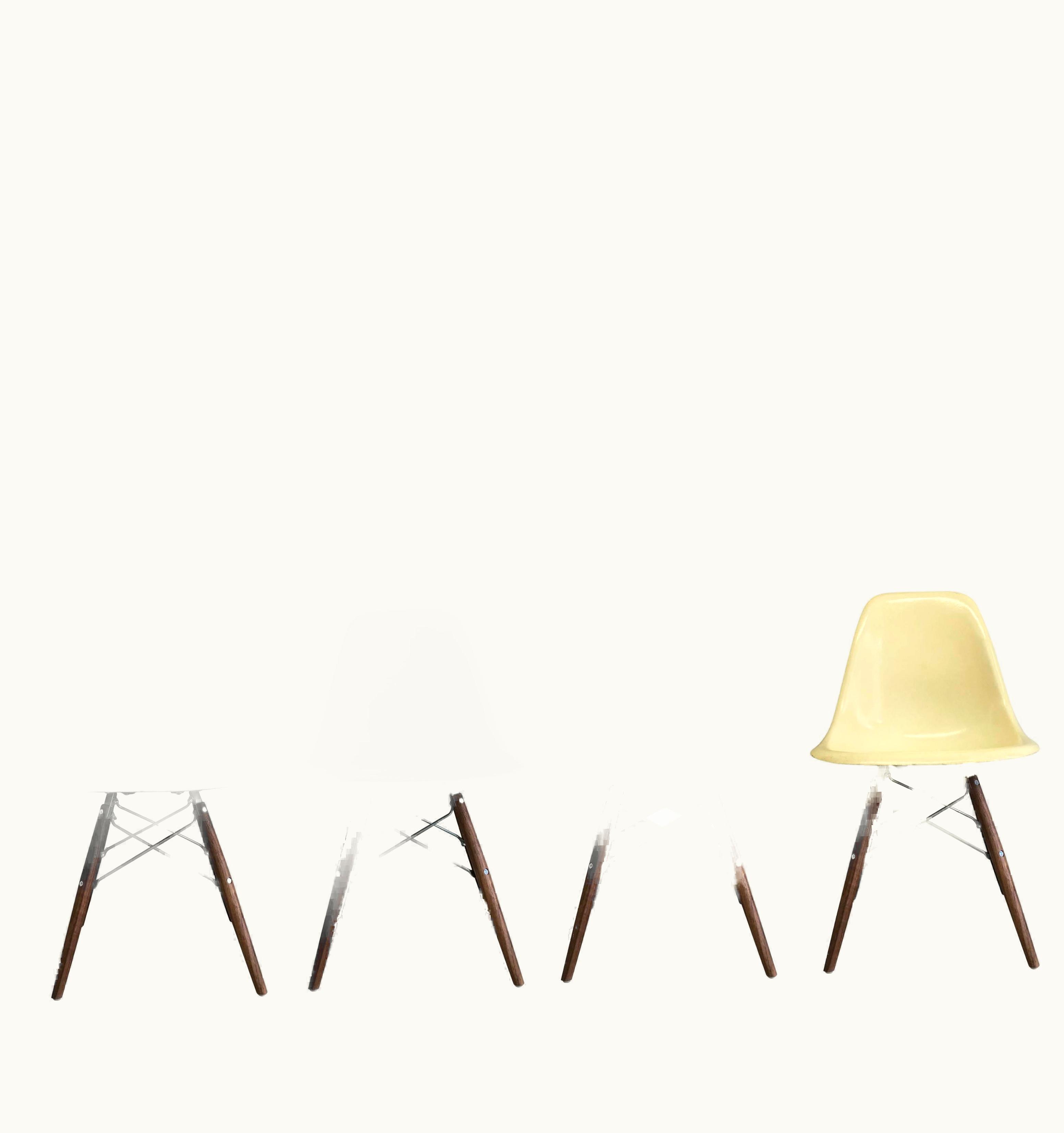 Charles and Ray Eames Eight Herman Miller Eames Parchment Dsw Dining Chairs