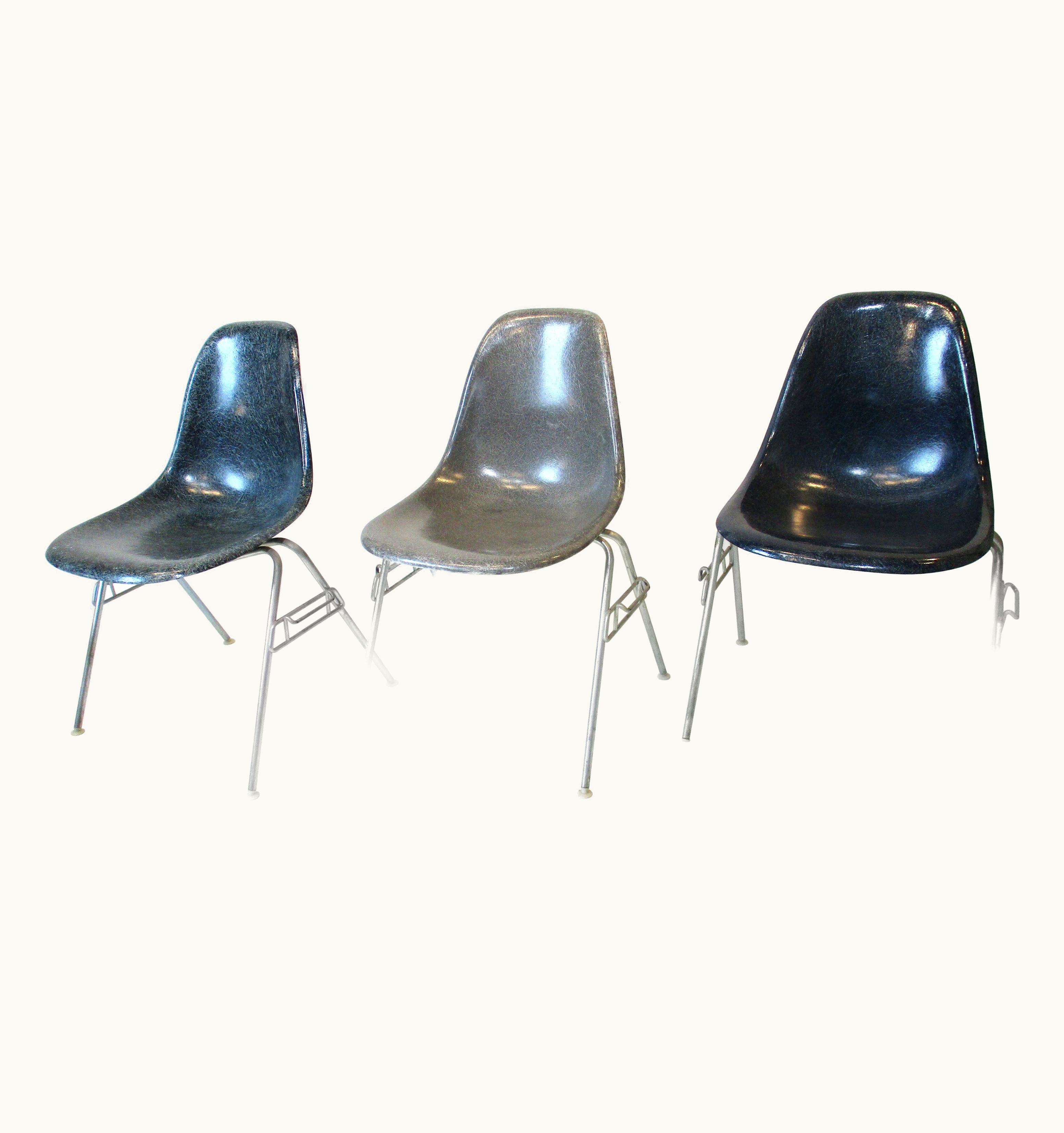 Charles and Ray Eames Stacking DSS Side Shell Chairs For Herman Miller