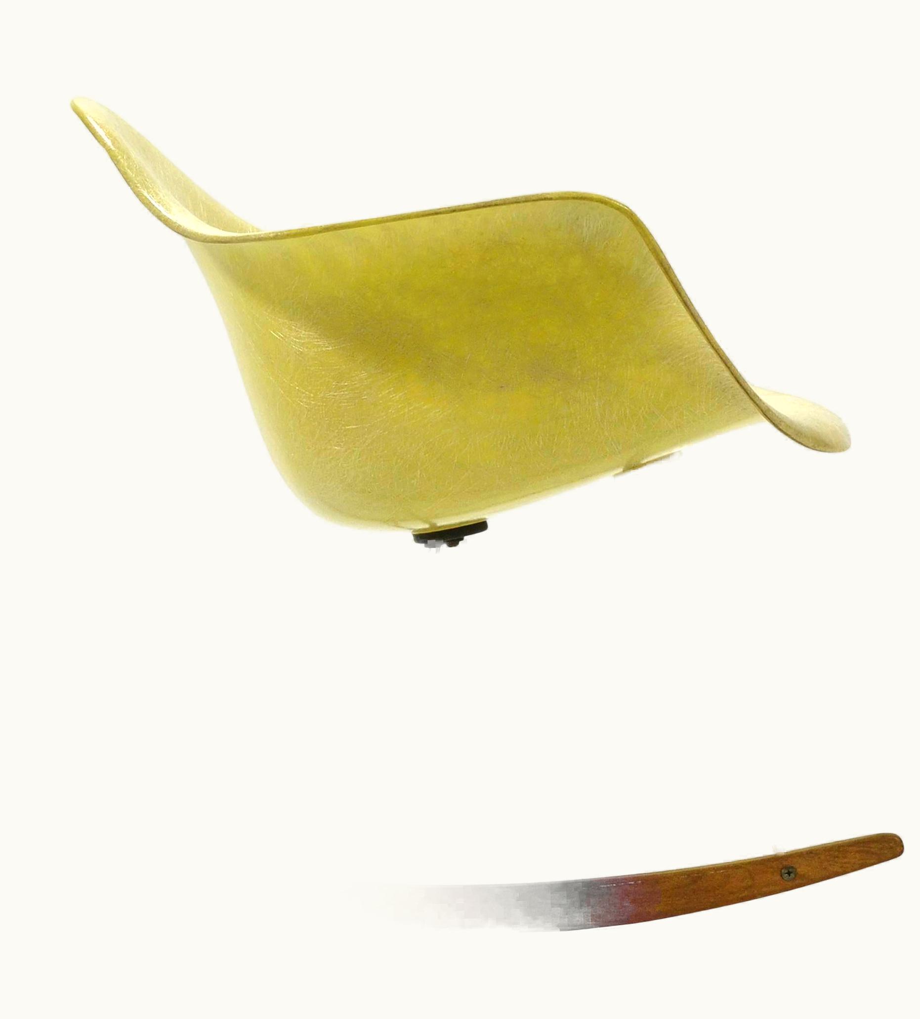 Charles and Ray Eames Lemon Yellow Zenith Rope-Edge, RAR Rocker By Herman Miller