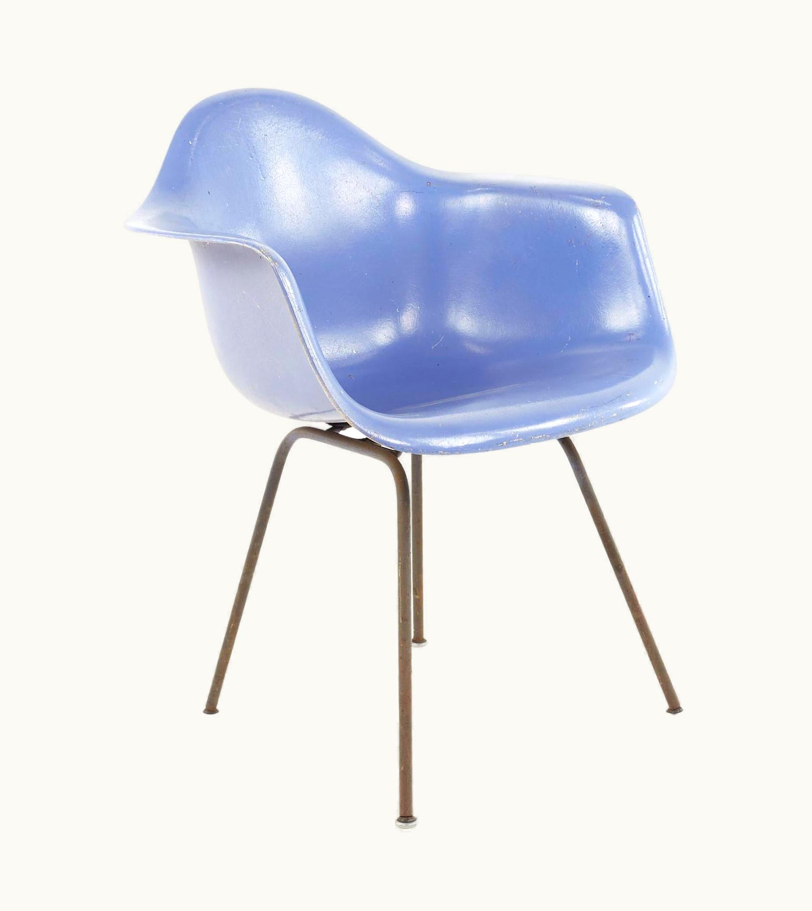 Charles and Ray Eames For Herman Miller Mid Century Fiberglass Shell Blue Chair