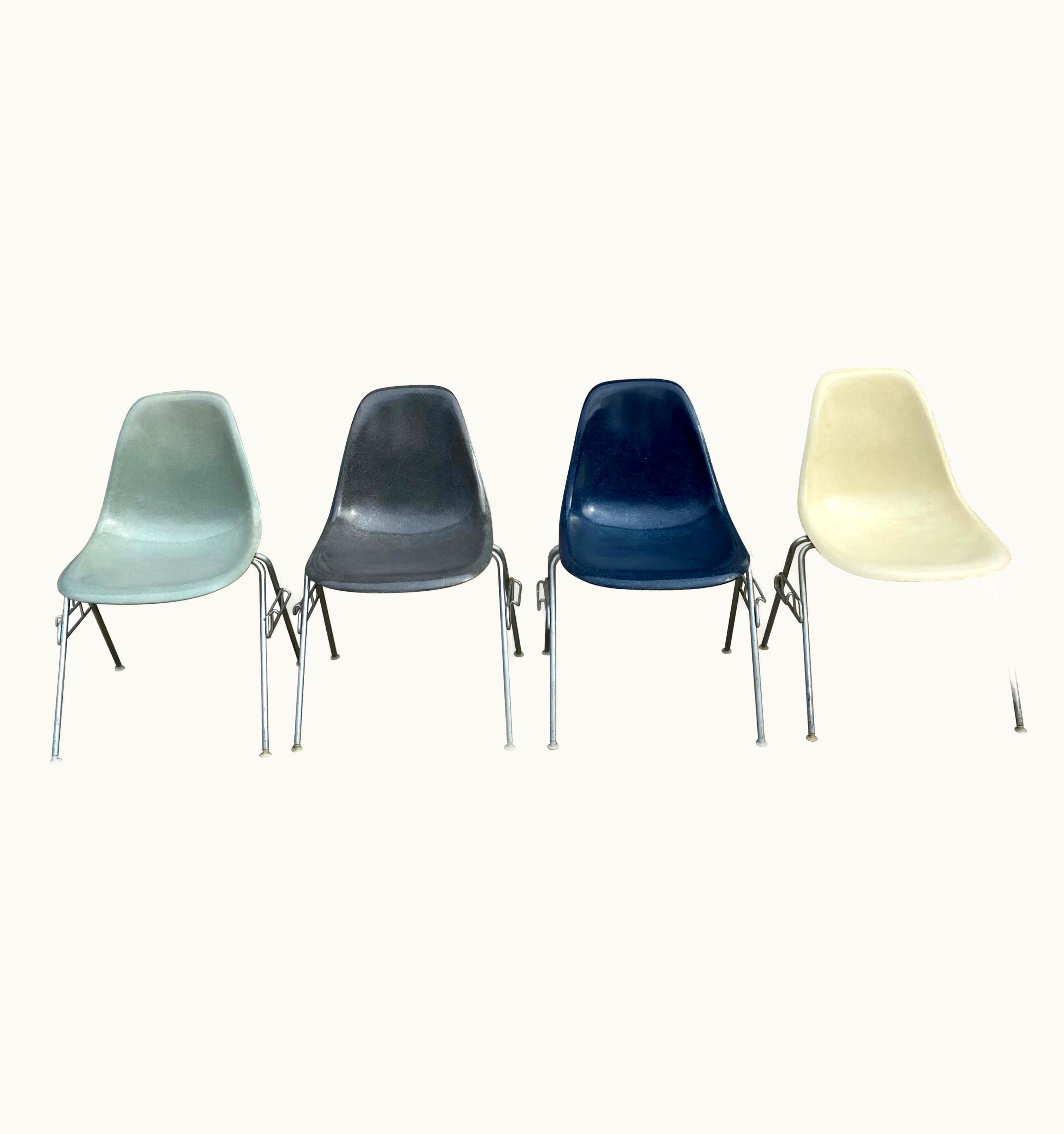 Charles and Ray Eames Set Of Four Eames DSS Stacking Dining Chairs By Herman Miller