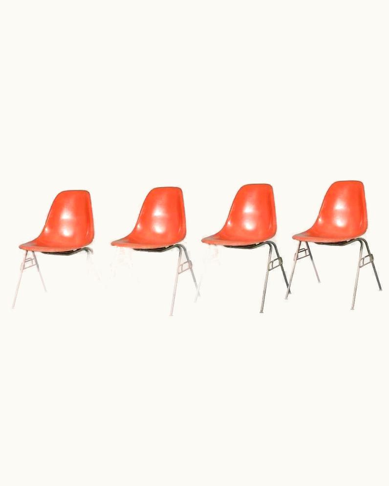 Charles and Ray Eames Charles and Ray Eames For Herman Miller DSS Orange Fiberglass Shell Chair