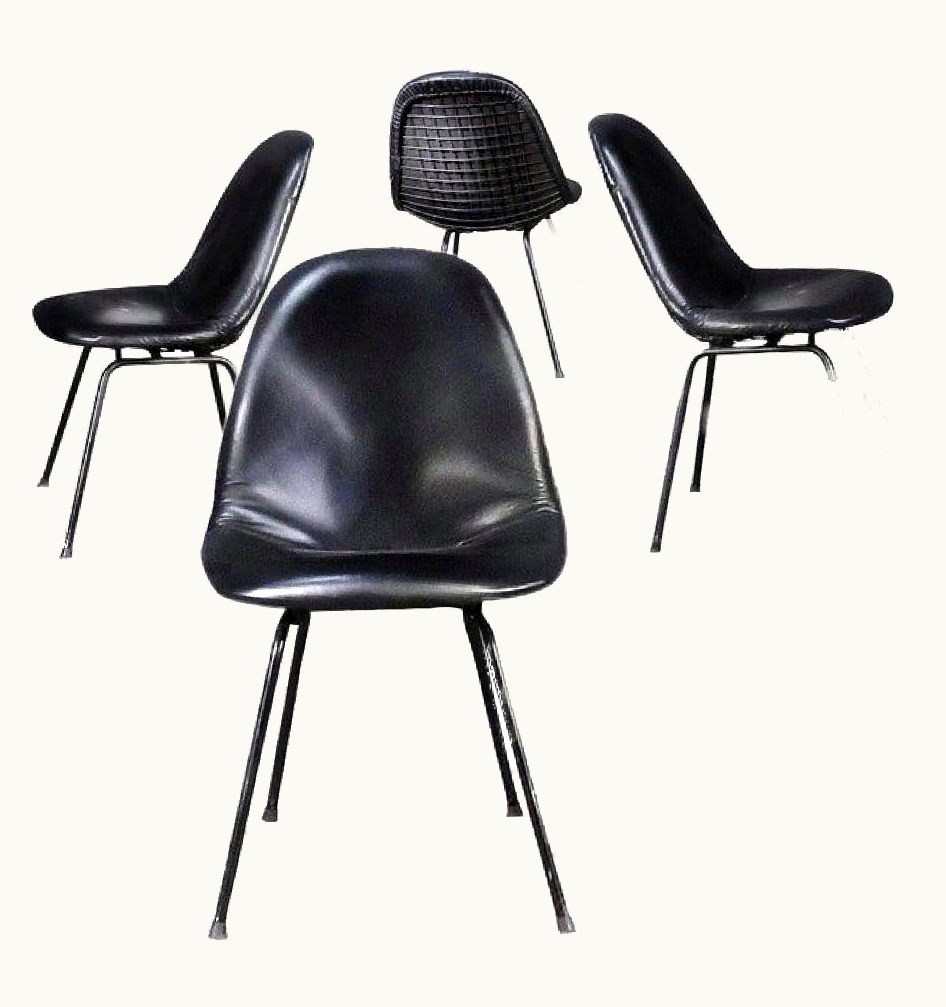Charles and Ray Eames Charles And Ray Eames For Herman Miller DKX-1 Chair, Black Leather, H-Base, 1955 UZ0189004