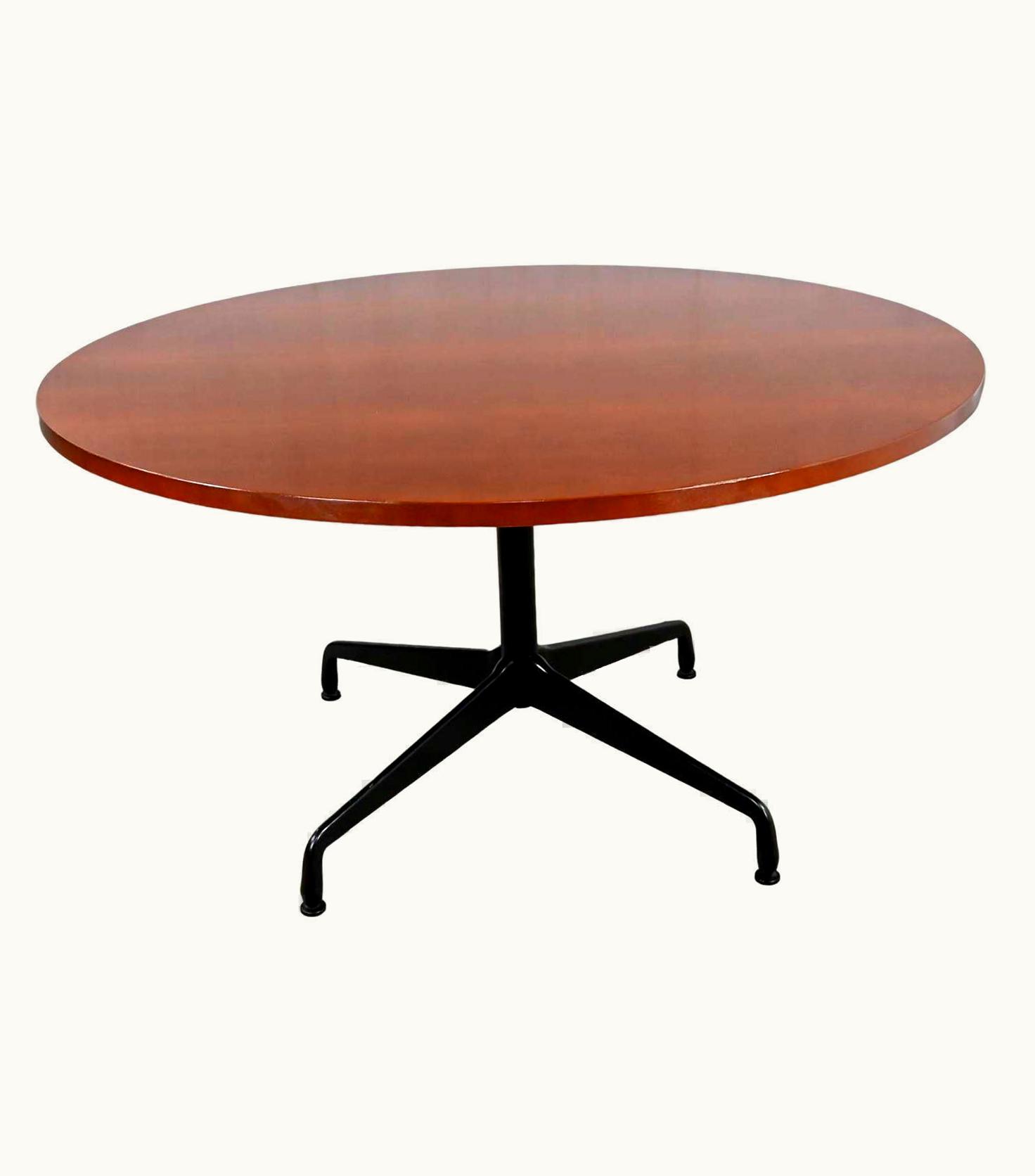 Charles and Ray Eames Herman Miller Dark Cherry Round Top Table Universal Pedestal Base