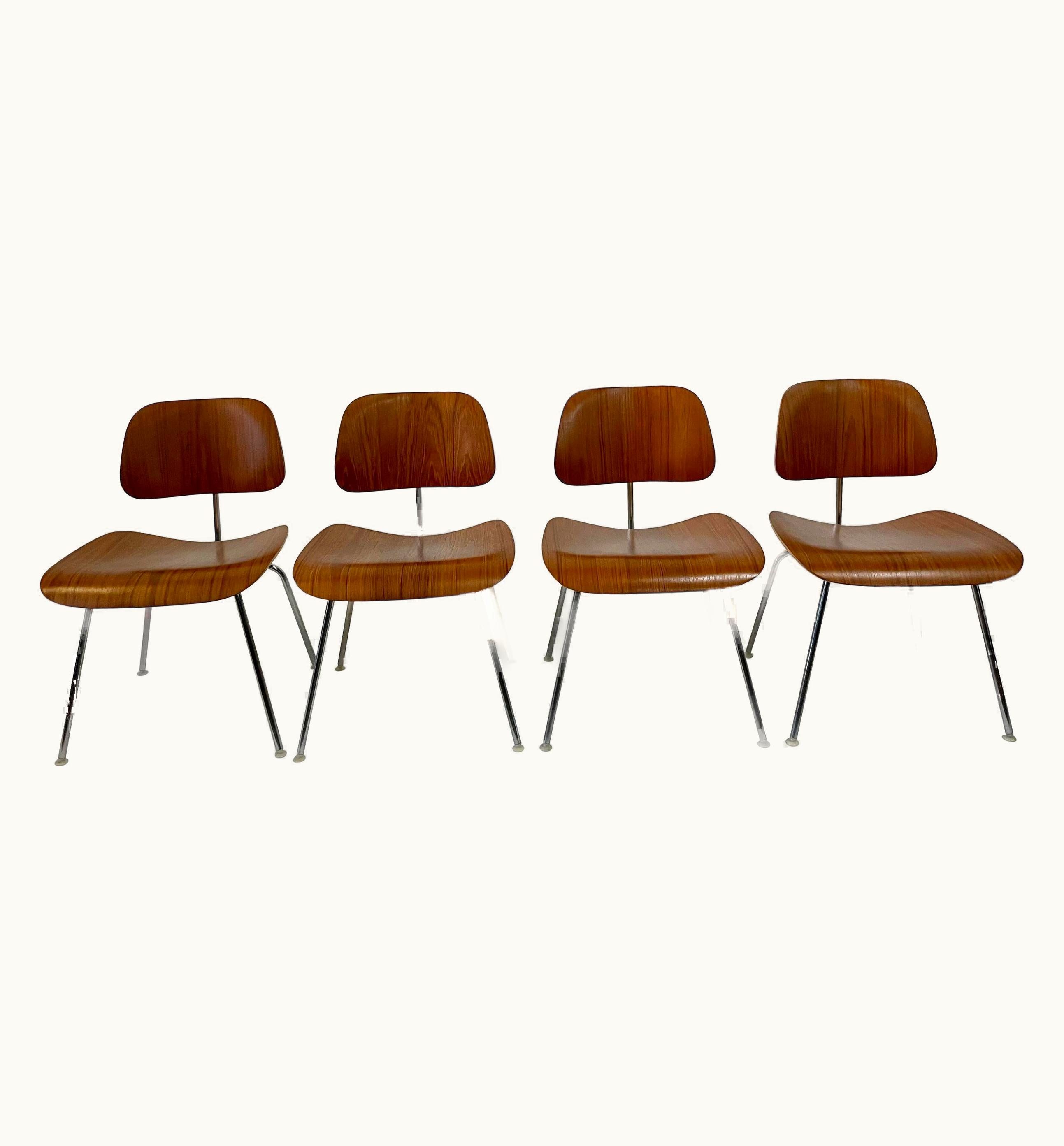 Charles and Ray Eames Rare Early Set Of Charles And Ray Eames For Herman Miller Chairs In Zebrawood