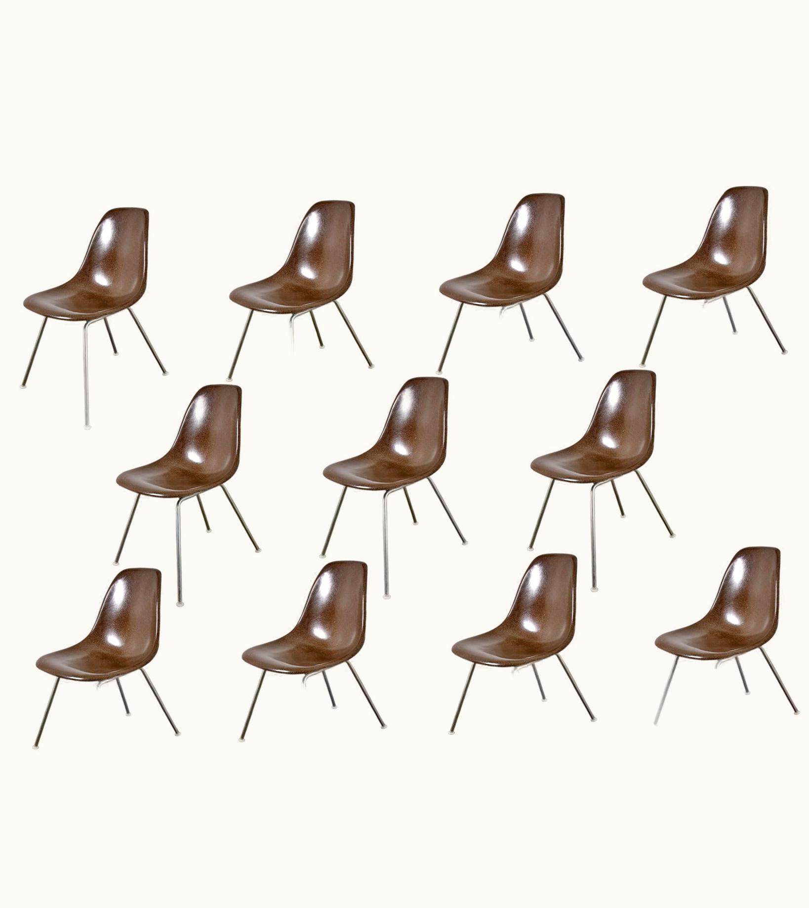Charles and Ray Eames Charles And Ray Eames For Herman Miller Brown Shell Chairs