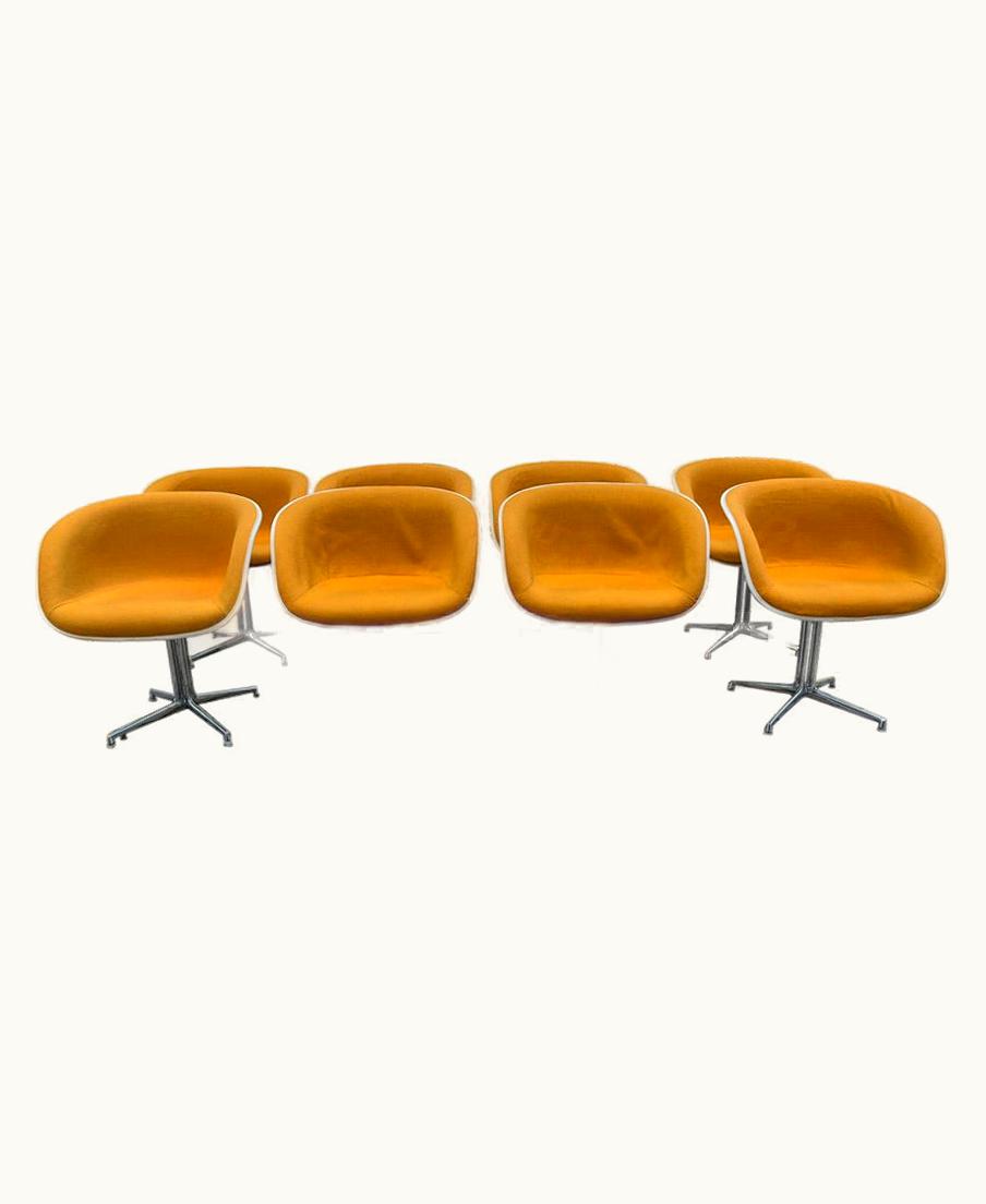 Charles and Ray Eames Charles and Ray Eames Set Of 8 Herman Miller La Fonda Armchairs In Orange Fabric, Ca. 1970s