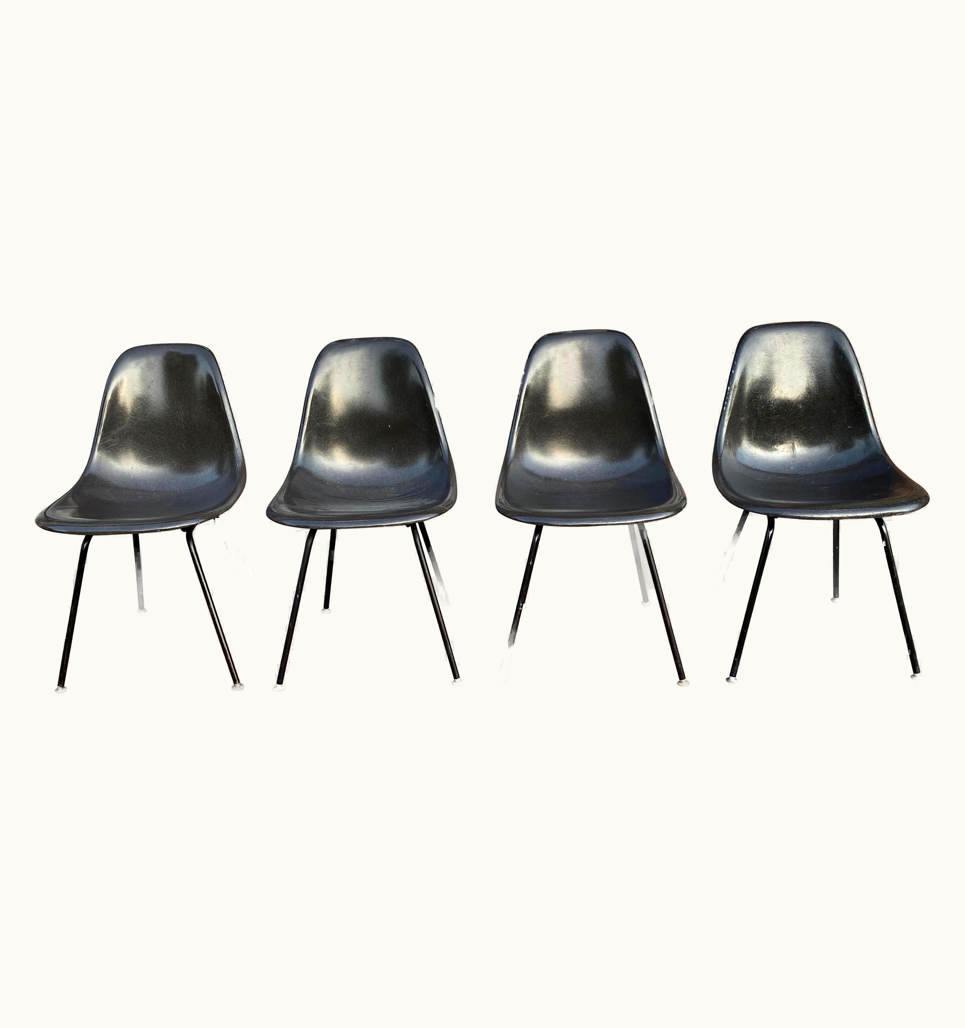 Charles and Ray Eames Charles and Ray Eames Herman Miller Eames Dining Chair Set In Black On Black
