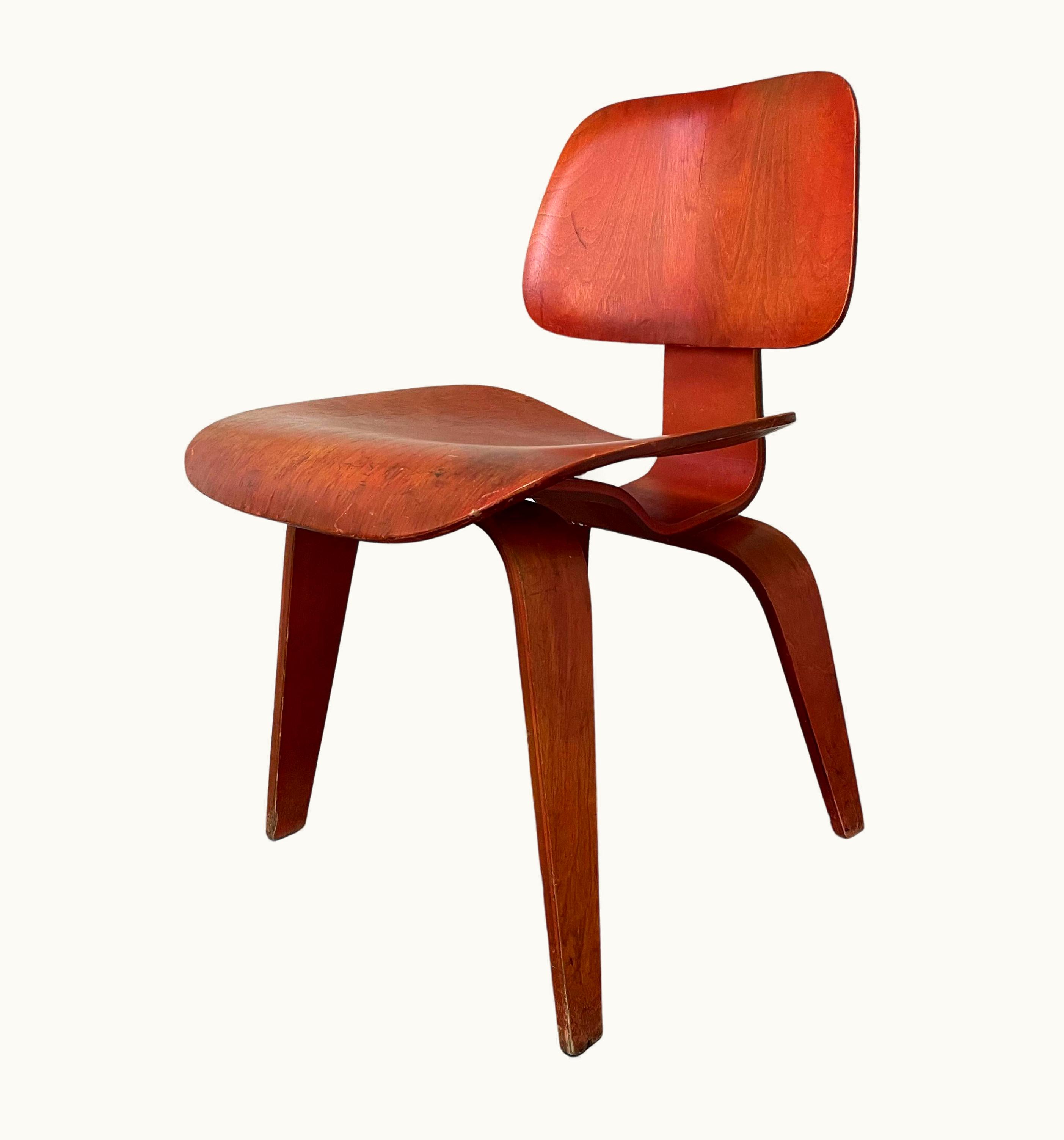 Charles and Ray Eames Charles and Ray Eames DCW In Original Red Aniline Dye