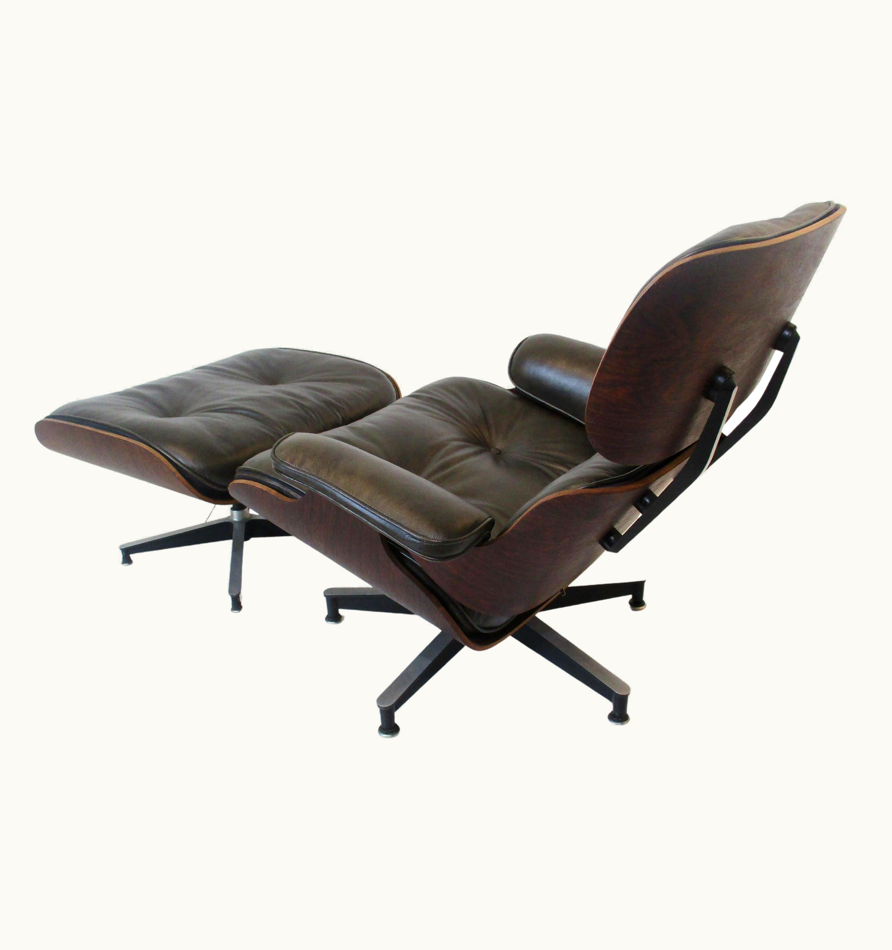 Charles and Ray Eames Charles and Ray Eames Rare Dark Green / Rosewood Eames 670 Lounge Chair W/ Ottoman