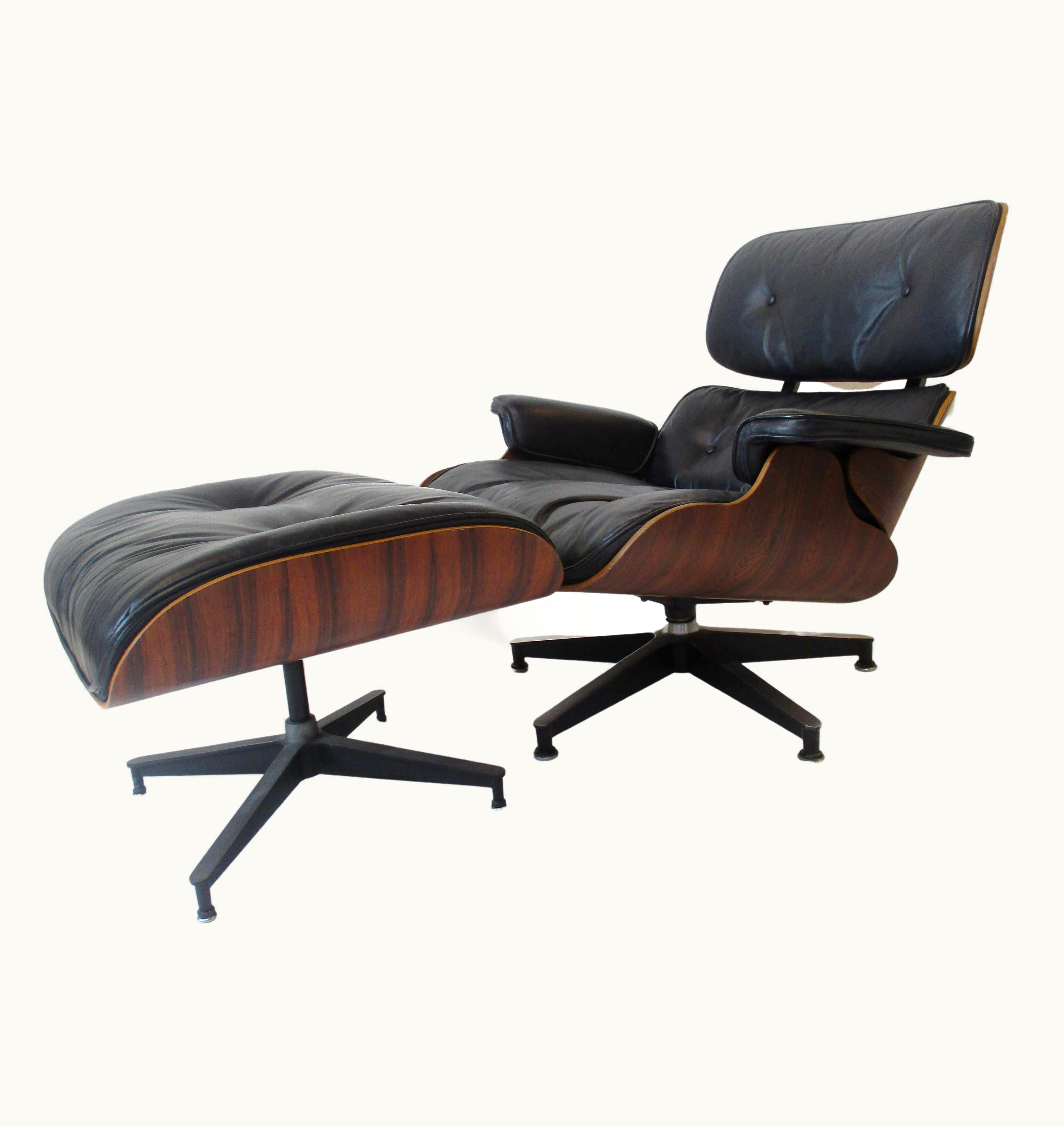 Charles and Ray Eames Charles and Ray Eames 670 Rosewood Leather Lounge Chair With Ottoman 'B'