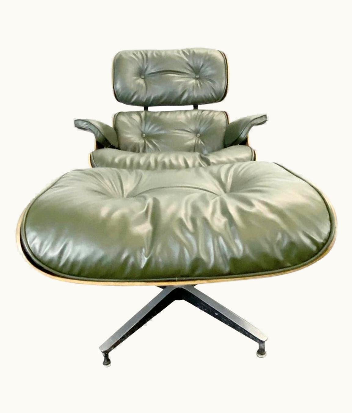 Charles and Ray Eames Charles and Ray Eames Gorgeous Avocado Eames Lounge Chair And Ottoman