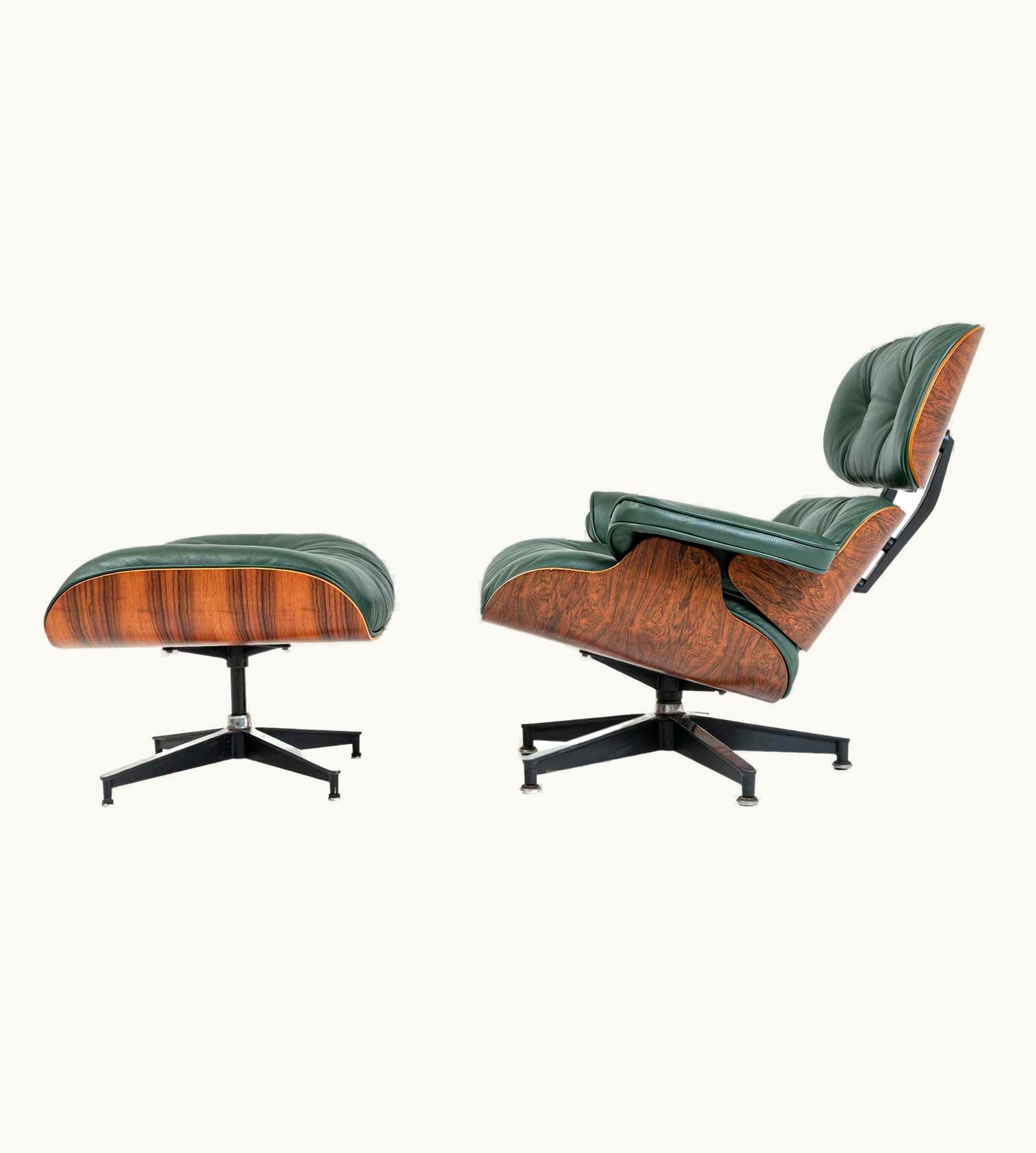 Charles and Ray Eames Charles and Ray Eames 3rd Gen Eames Lounge Chair 670-671 In Elmo Baltique Forest Green Leather