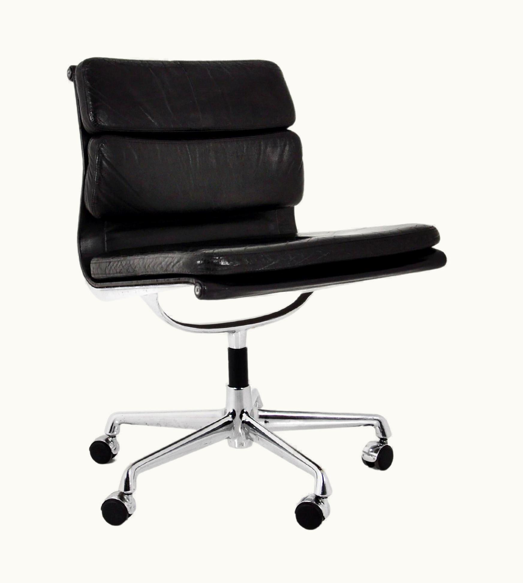 Charles and Ray Eames Black Leather Soft Pad Chair By Charles & Ray Eames For VItra, 1970s
