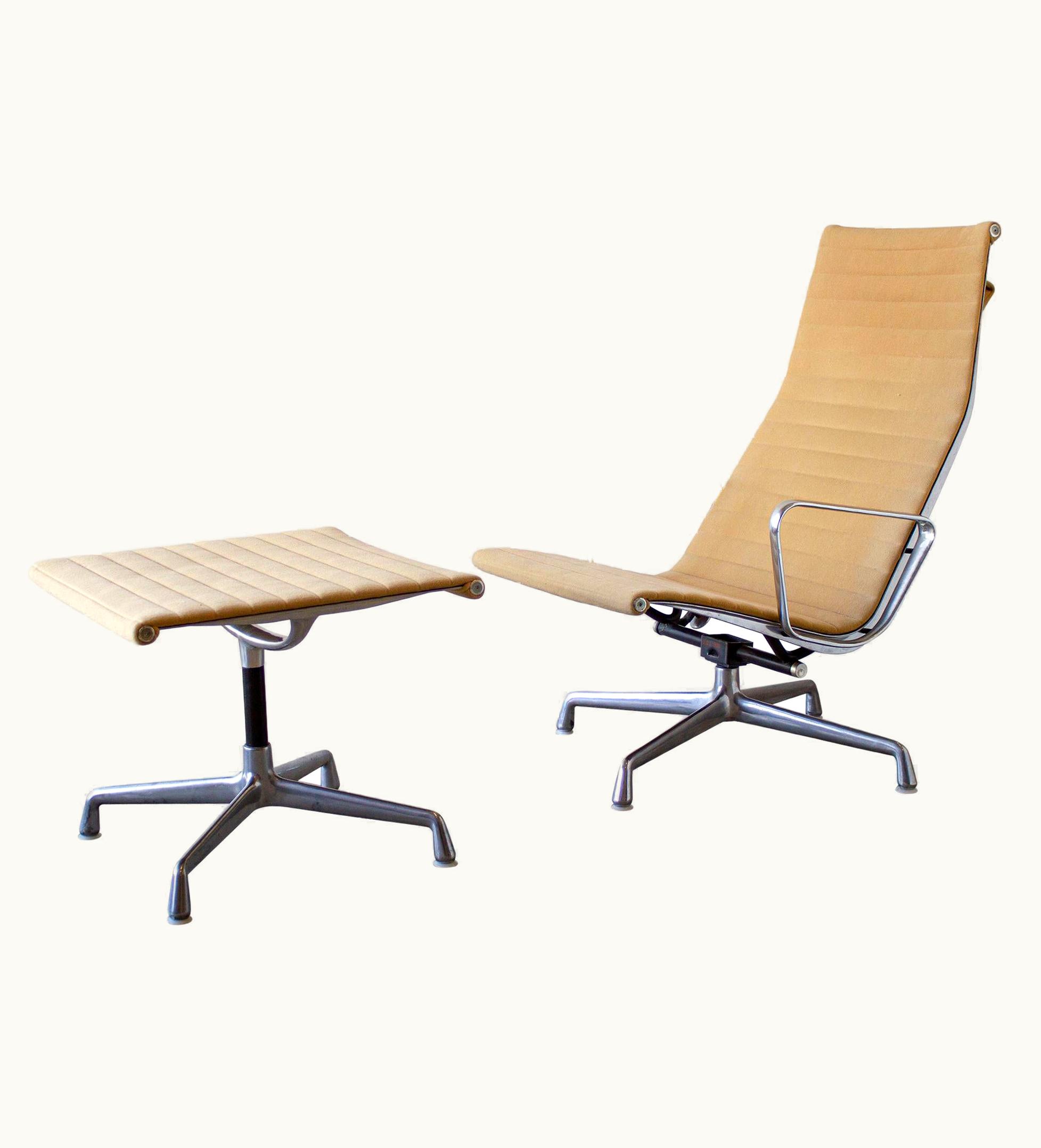 Charles and Ray Eames Charles Eames Lounge Chair Aluminum Group Series For Herman Miller 1970s Ottoman