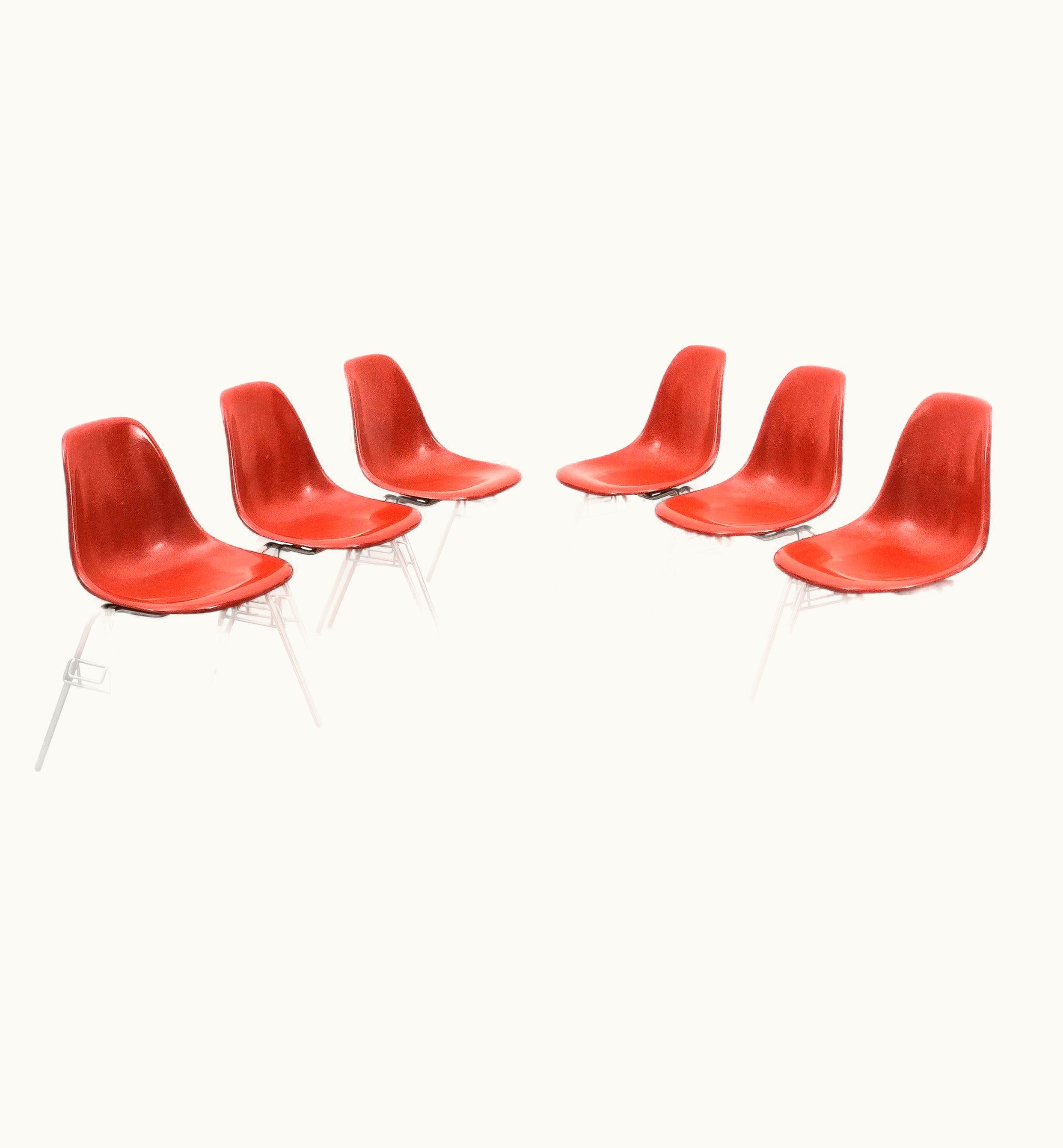 Charles and Ray Eames Charles and Ray Eames 2 Times Six Rare Herman Miller Eames Dining Chairs Terracotta, Circa 1970