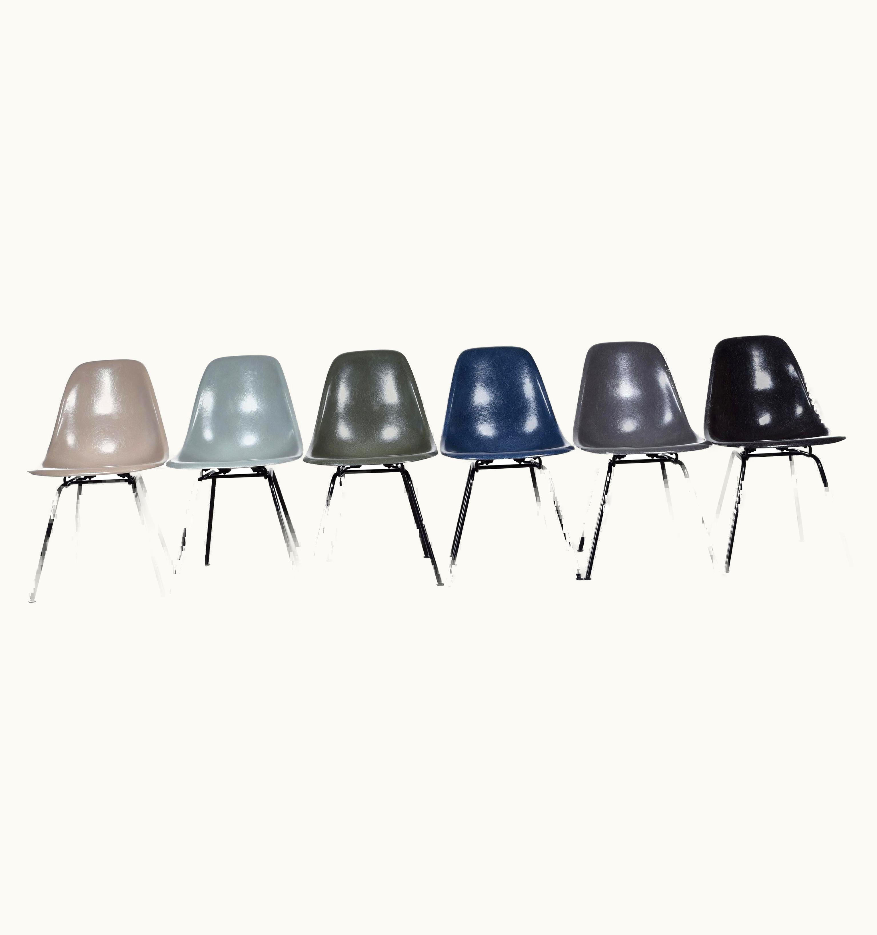 Charles Eames;Charles and Ray Eames Set Of Six Multicolored Eames DSX Dining Chairs For Herman Miller