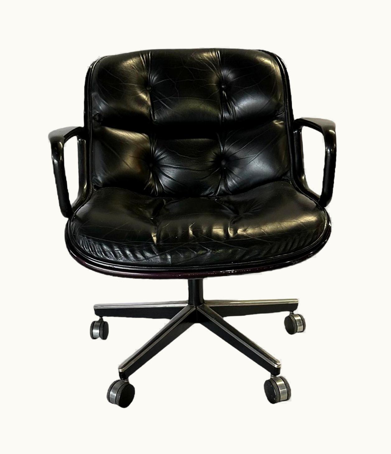 Charles Pollock Leather Desk Chair By Knoll
