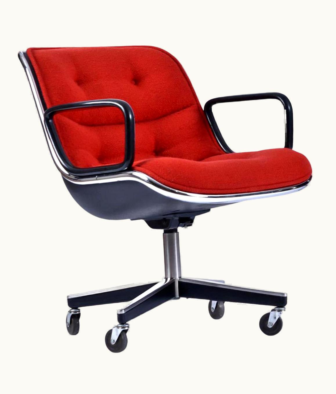 Charles Pollock;George Nelson Charles Pollock;George Nelson Charles Pollock For Knoll Red Tweed Executive Chair With Height Tension Knob