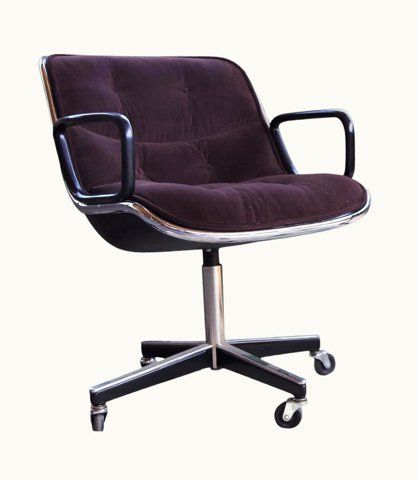 Charles Pollock Charles Pollock 1973 Knoll Executive Chrome And Tufted Velour Office Chair