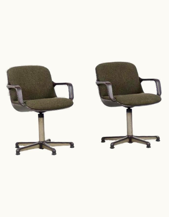 Charles Pollock Pair Of Vintage Mid-century Fabric Desk Chairs By Charles Pollock For Comforto