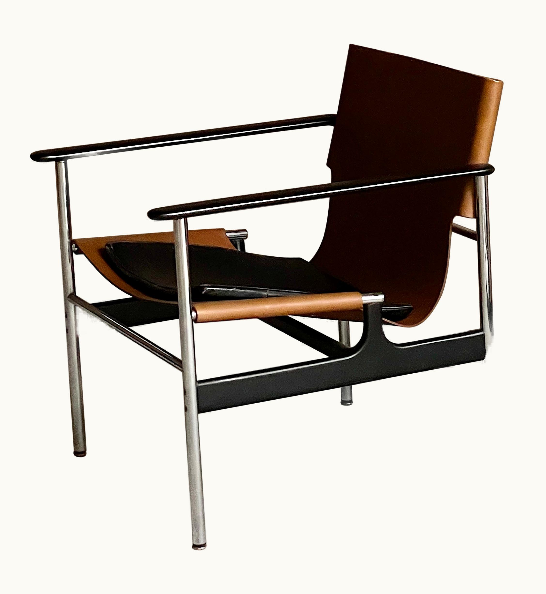 Charles Pollock Charles Pollock Vintage Charles Pollock For Knoll 657 Lounge Chair In Cognac And Black, 1960s