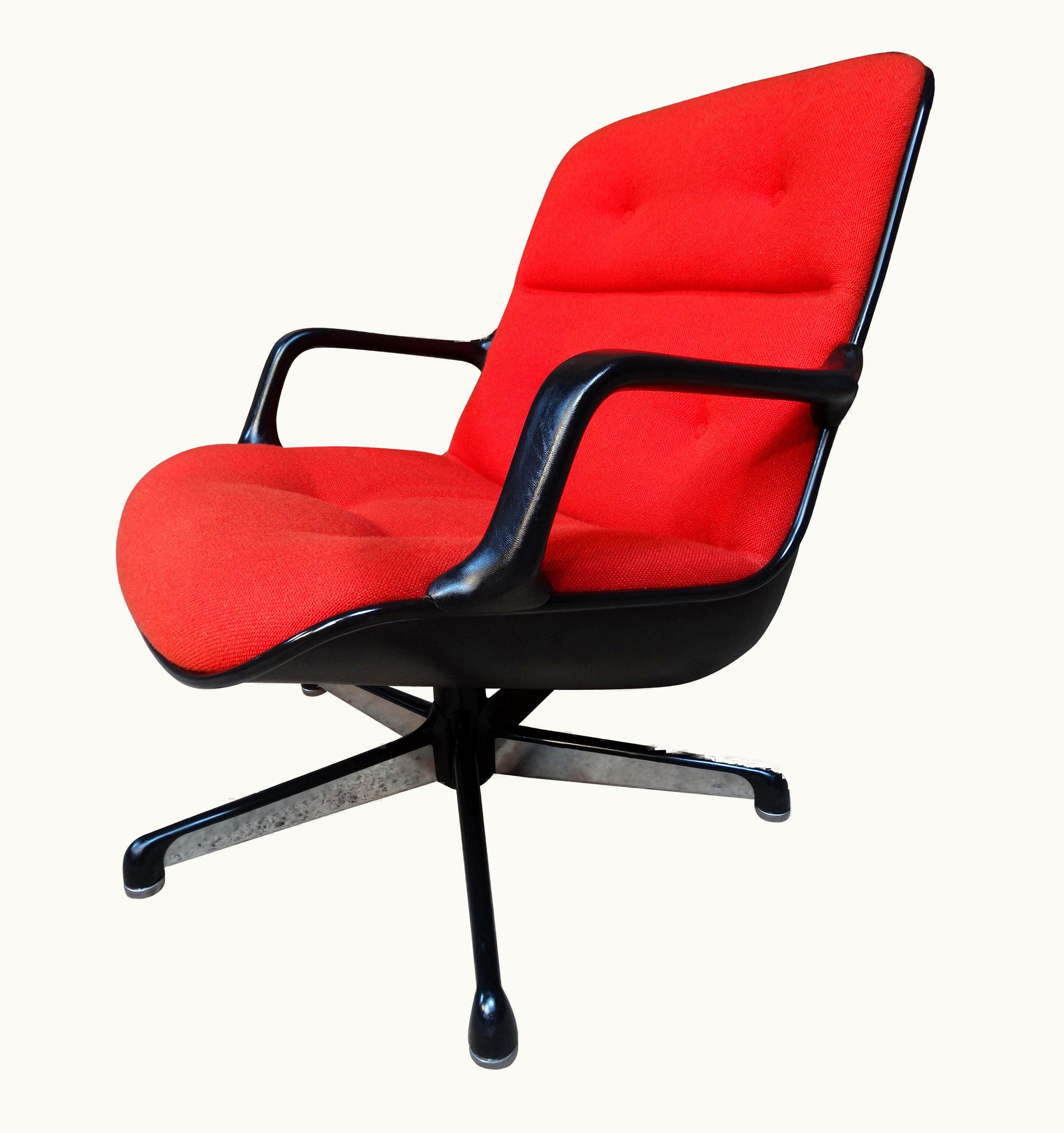 Charles Pollock Charles Pollock Italian Executive Swivel Arm Chair By Charles Pollock For Comforto Orange Fabric