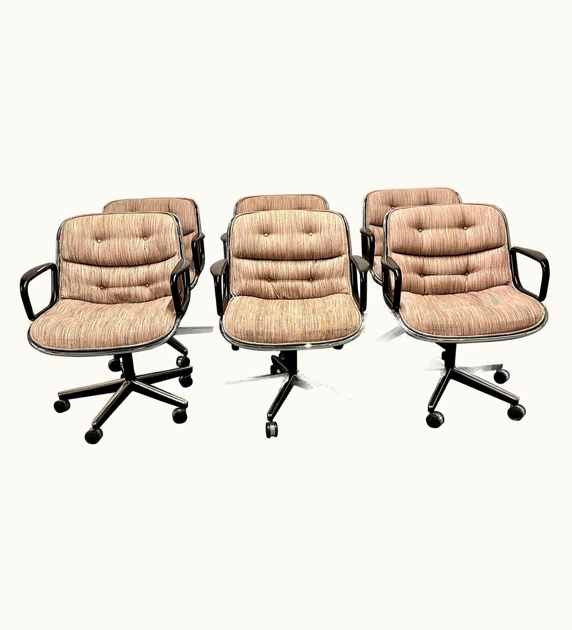 Charles Pollock Charles Pollock Vintage Set Of Six Charles Pollock For Knoll Rolling Office / Desk Chairs, 1985