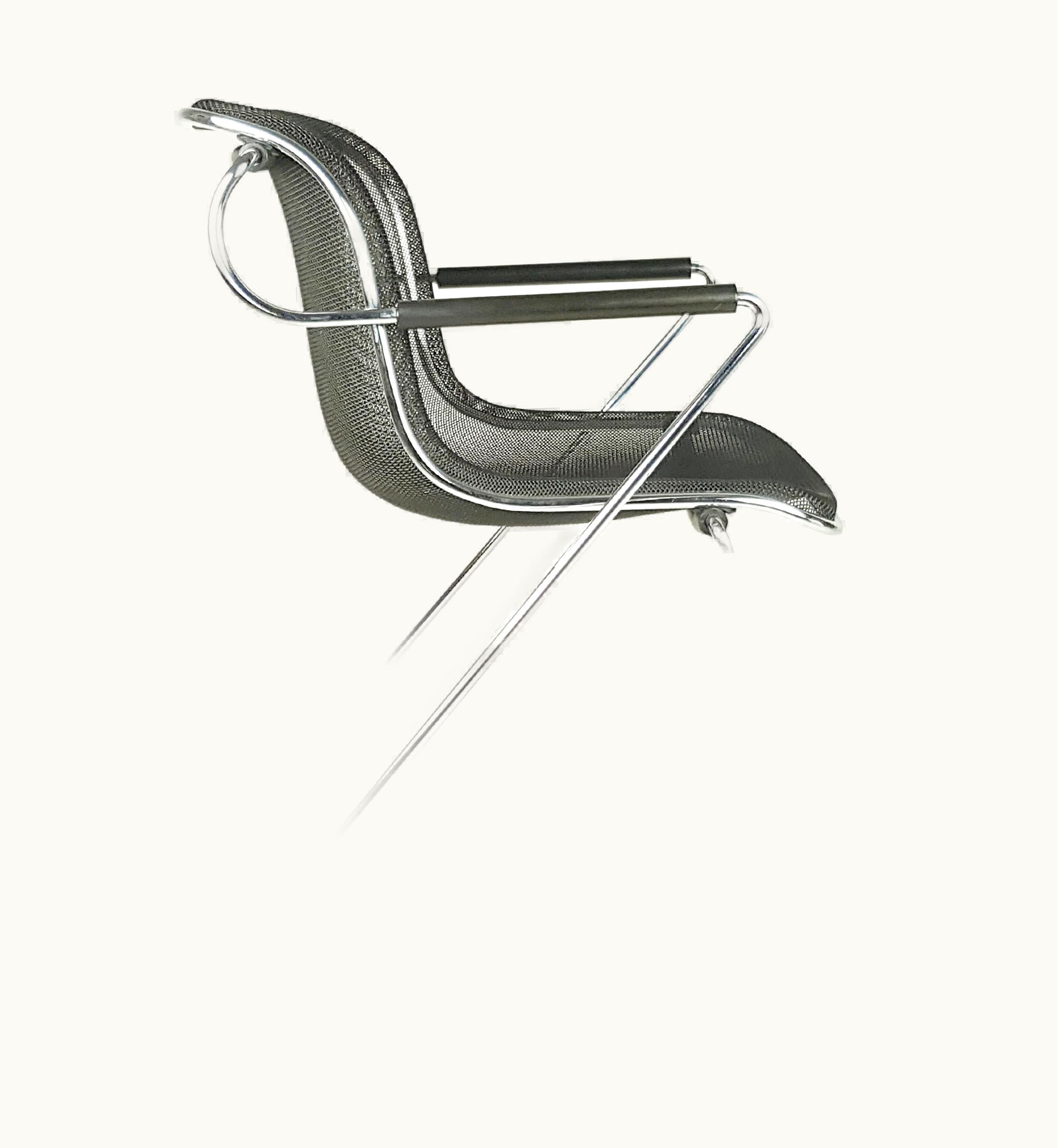 Charles Pollock Charles Pollock Black & Chrome Plated Metal Penelope Armchair By C. Pollock For A. Castelli, 80s