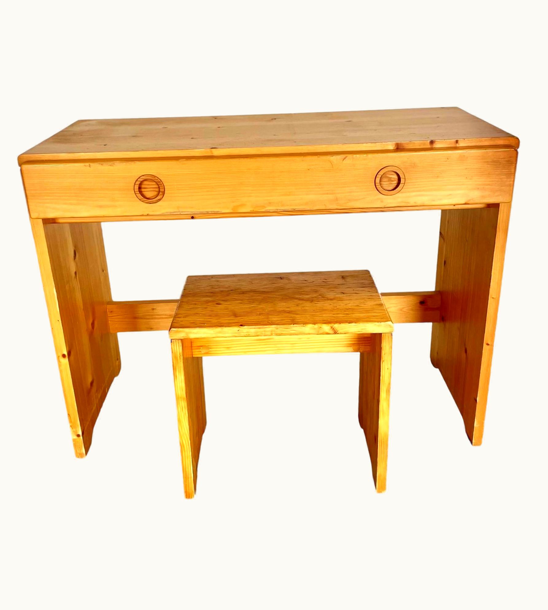 Charlotte Perriand Charlotte Perriand Pine Desk For Les Arcs With Matching Stool, 1960s France