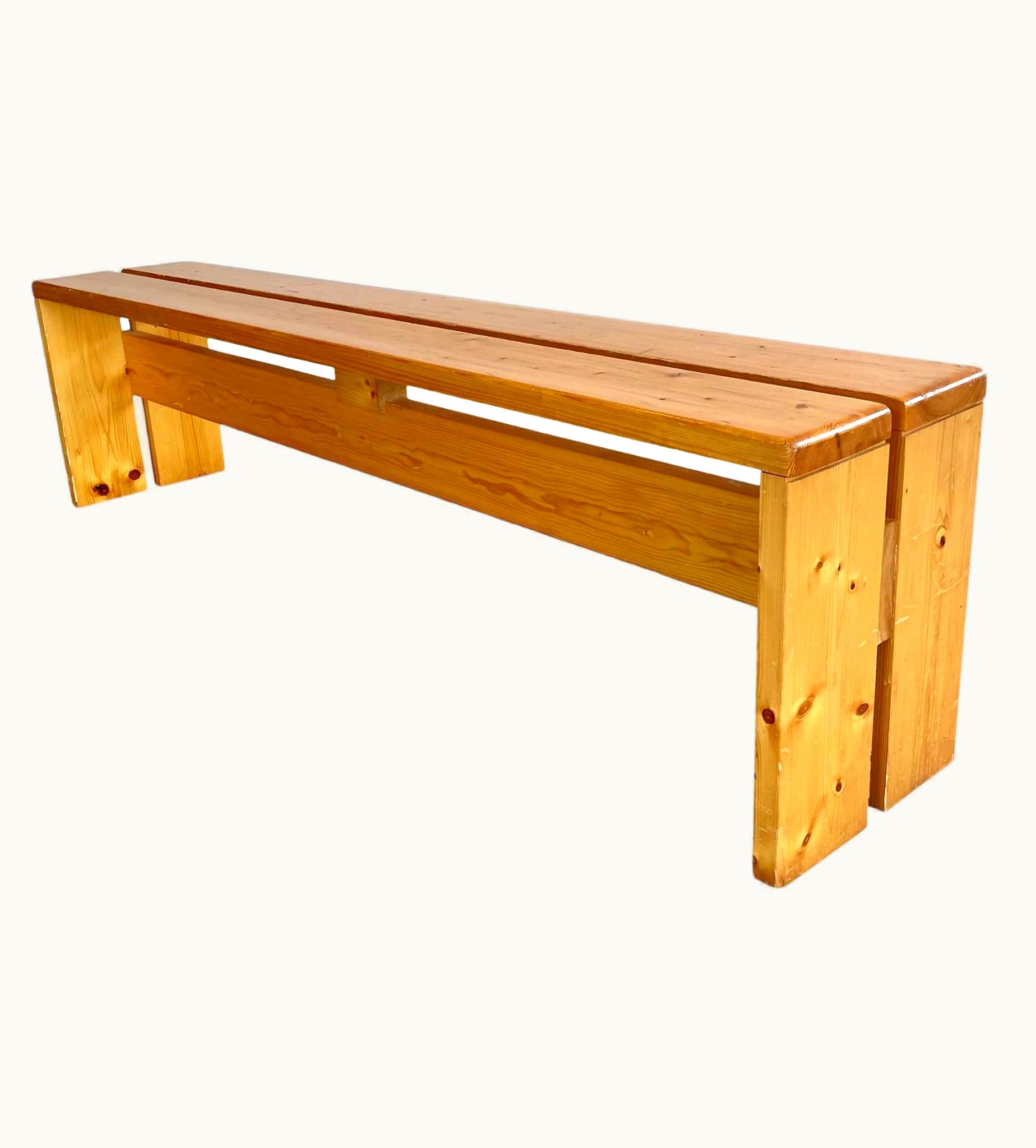 Charlotte Perriand Charlotte Perriand Long Pine Bench For Les Arcs, 1970s France