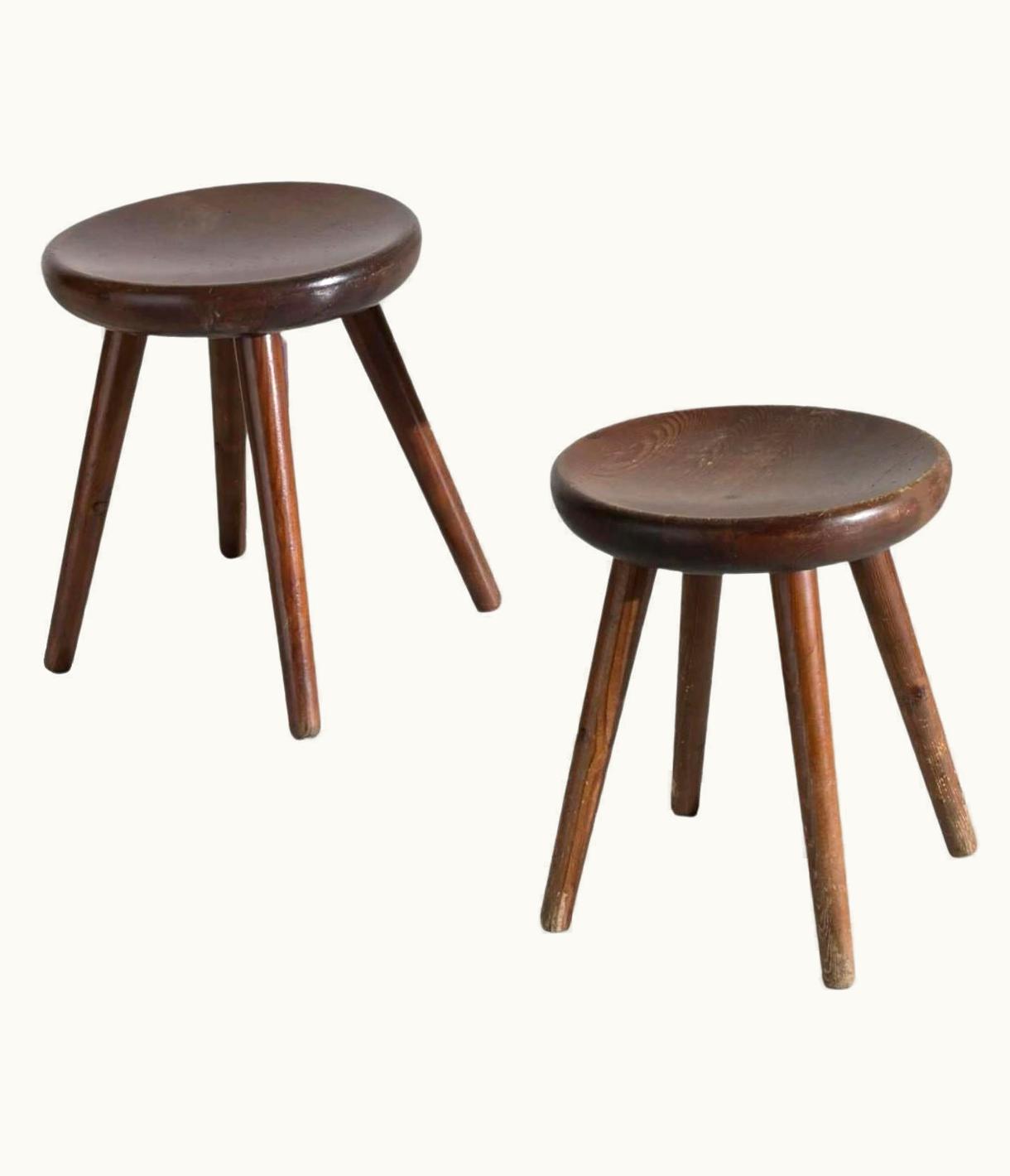 Charlotte Perriand Charlotte Perriand Pair Of Four Legged Stools By Charlotte Perriand For Les Arcs