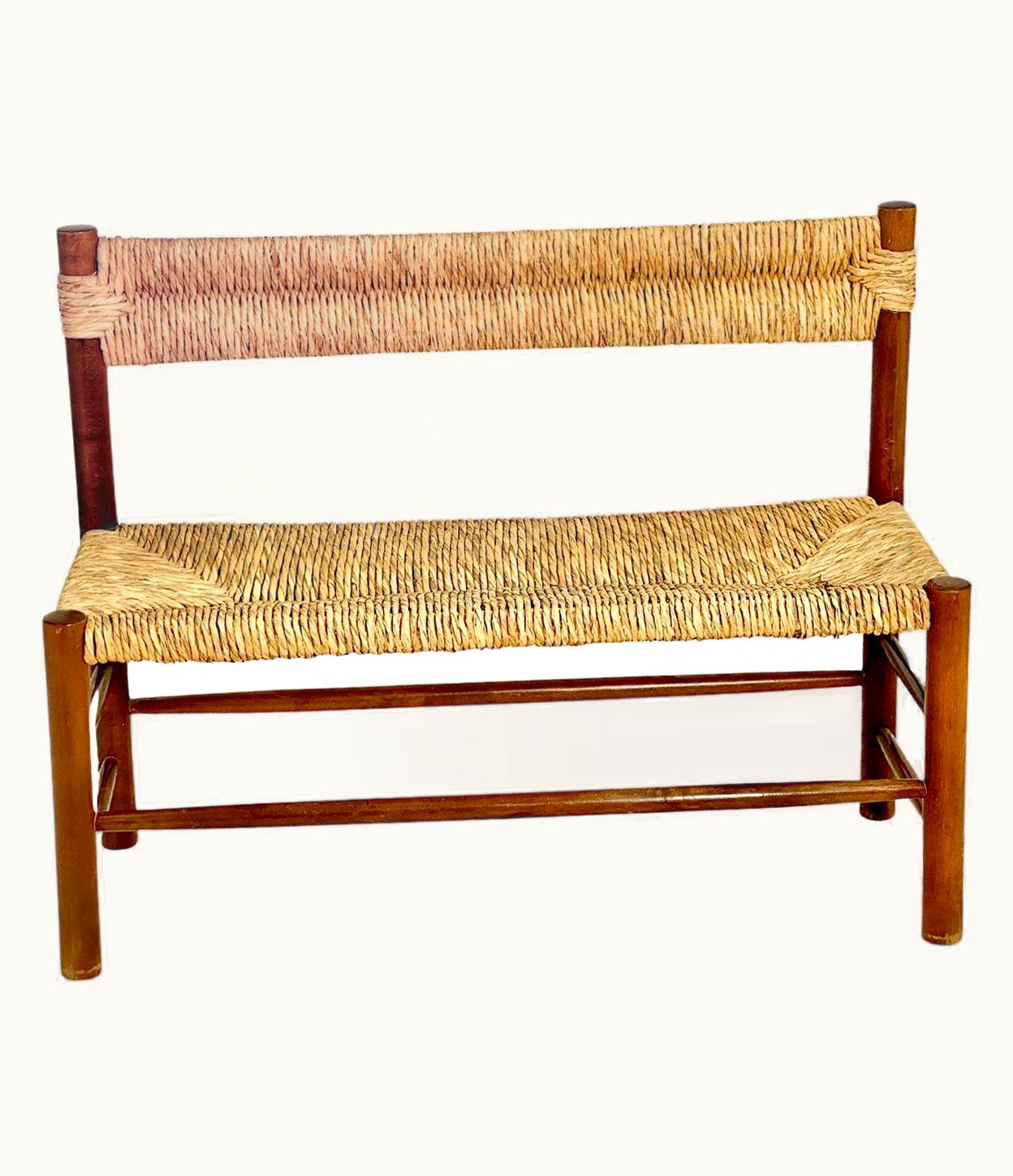 Charlotte Perriand Charlotte Perriand Bench By Charlotte Perriand, Model Dordogne, Straw And Wood, France 1950