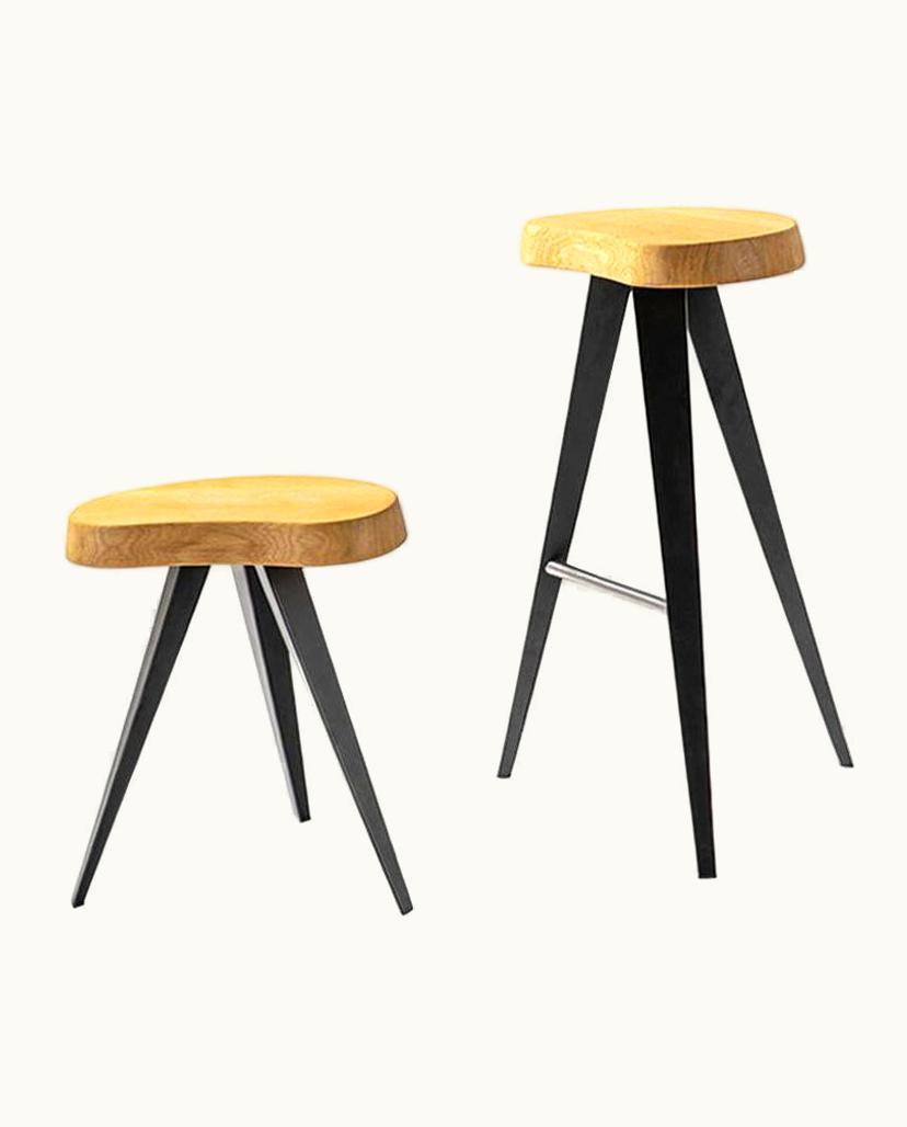 Charlotte Perriand Charlotte Perriand Set Of Two Mexique Stools, Wood And Metal By Cassina