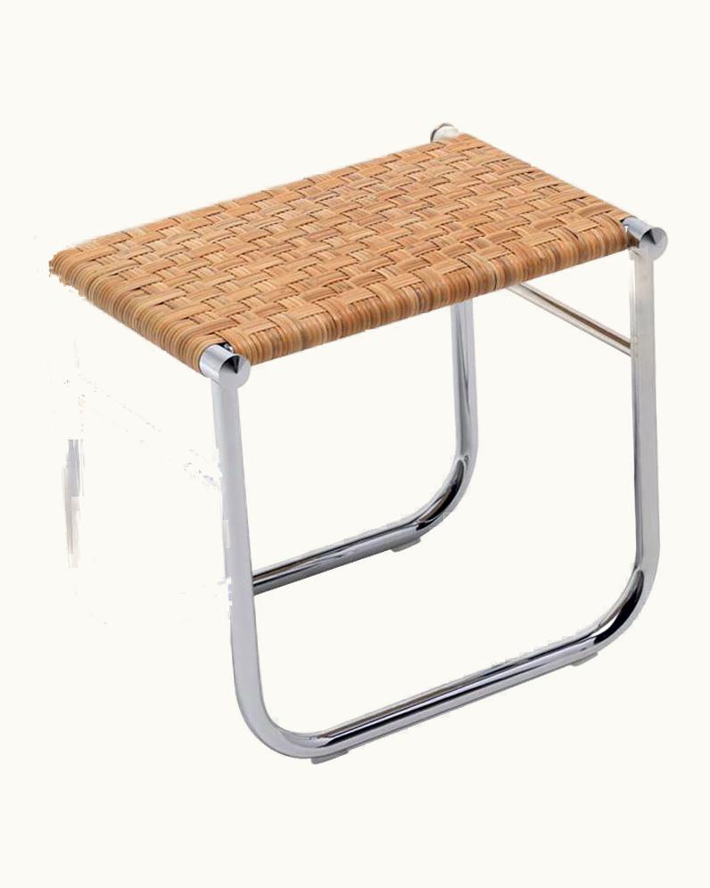 Charlotte Perriand Charlotte Perriand LC9 Stool, Rattan And Metal By Cassina