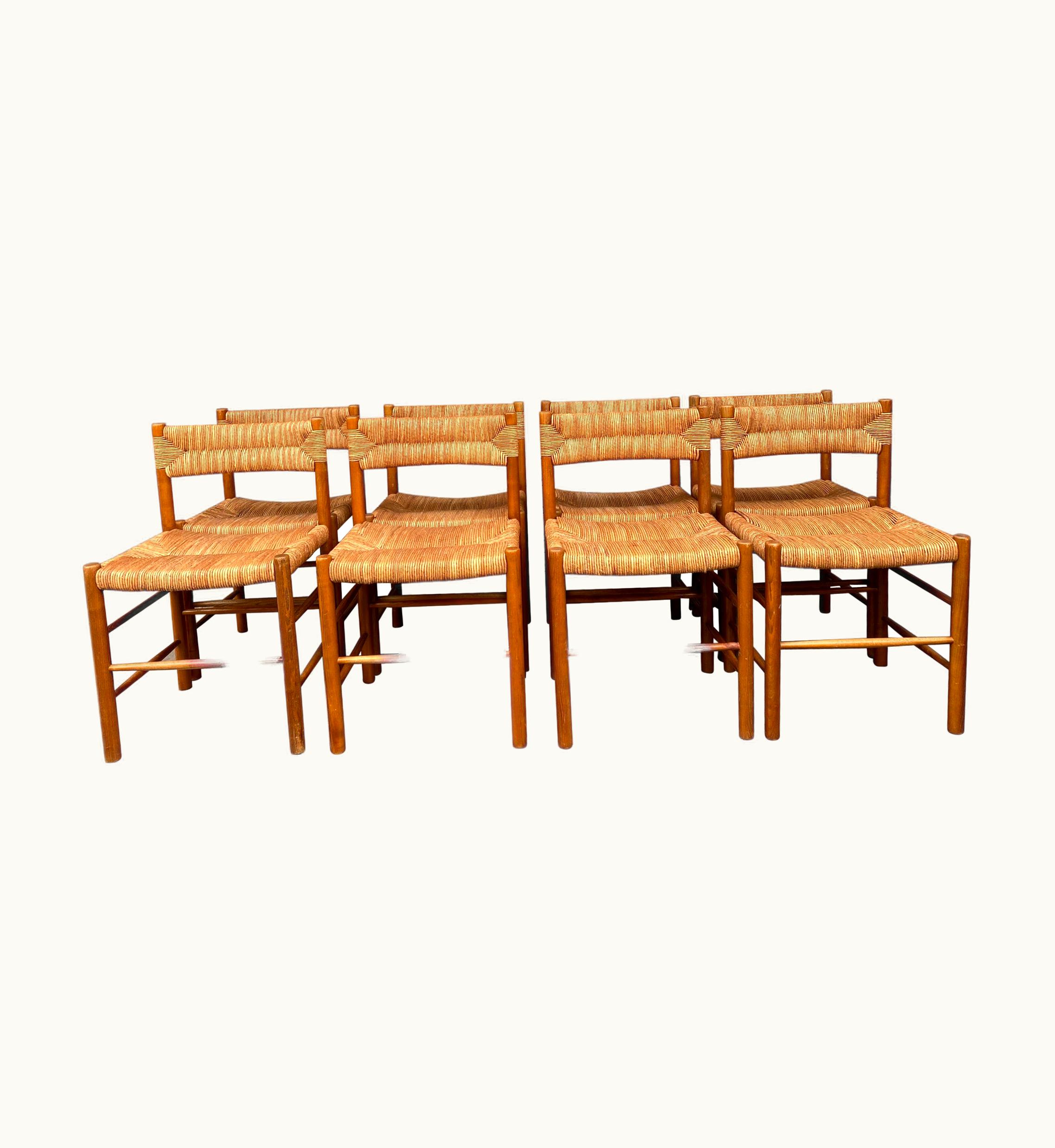 Charlotte Perriand Charlotte Perriand Set Of 8 Dordogne Chairs By Charlotte Perriand, France, 1960s