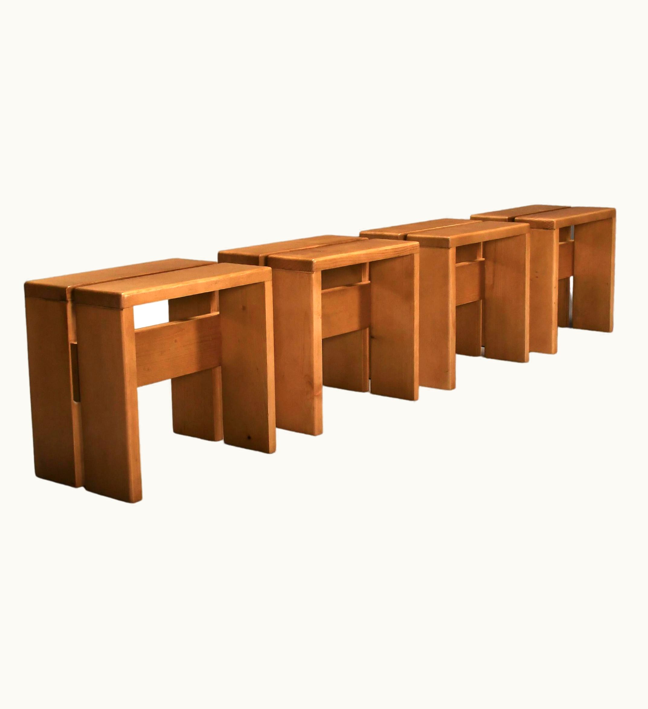 Charlotte Perriand Charlotte Perriand 1 Of 4 Charlotte Perriand Stools For Les Arcs, France 1960s