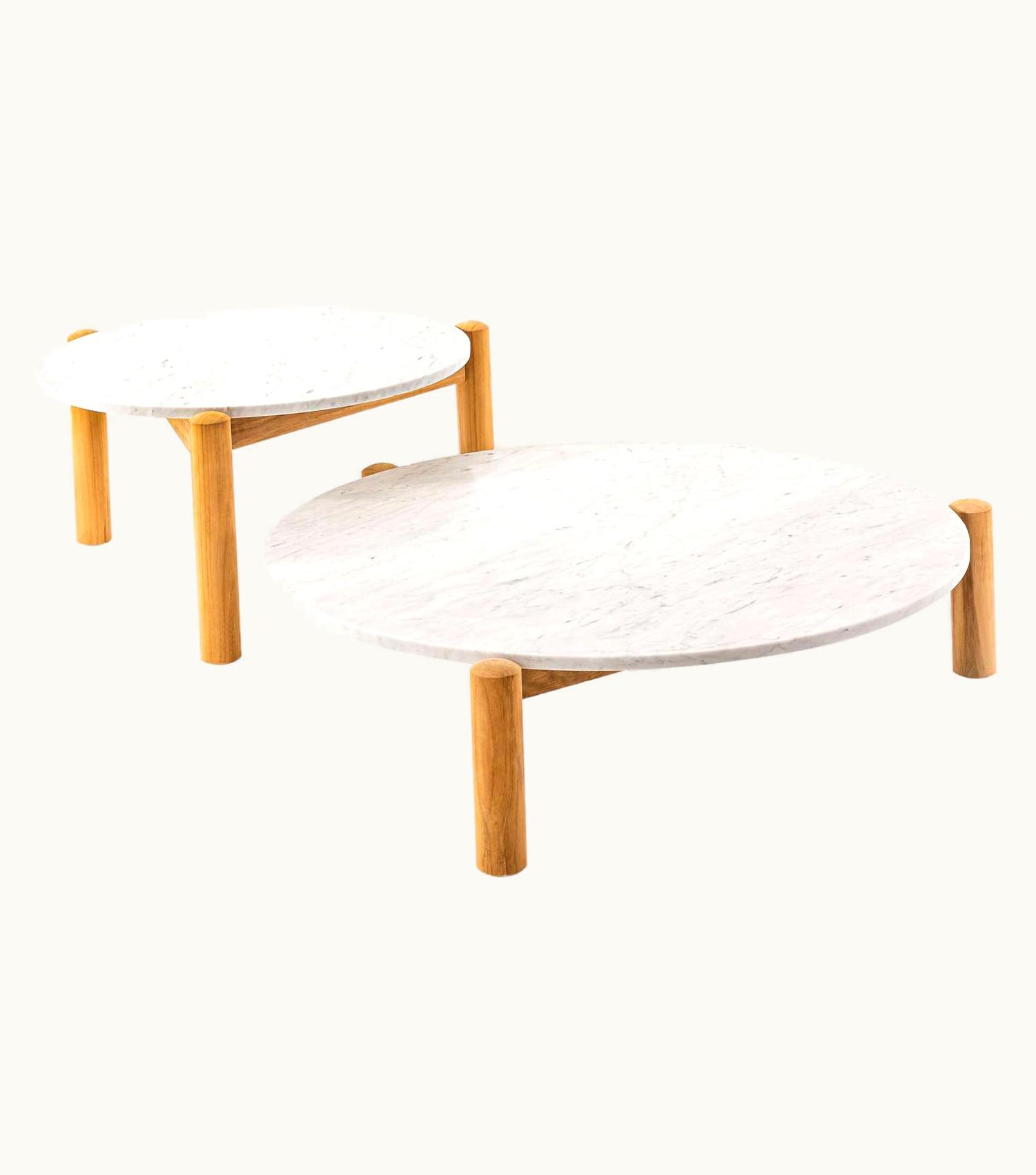 Charlotte Perriand Charlotte Perriand Pair Of Charlotte Perriand Table à Plateau Interchangeable In Carrara Marble