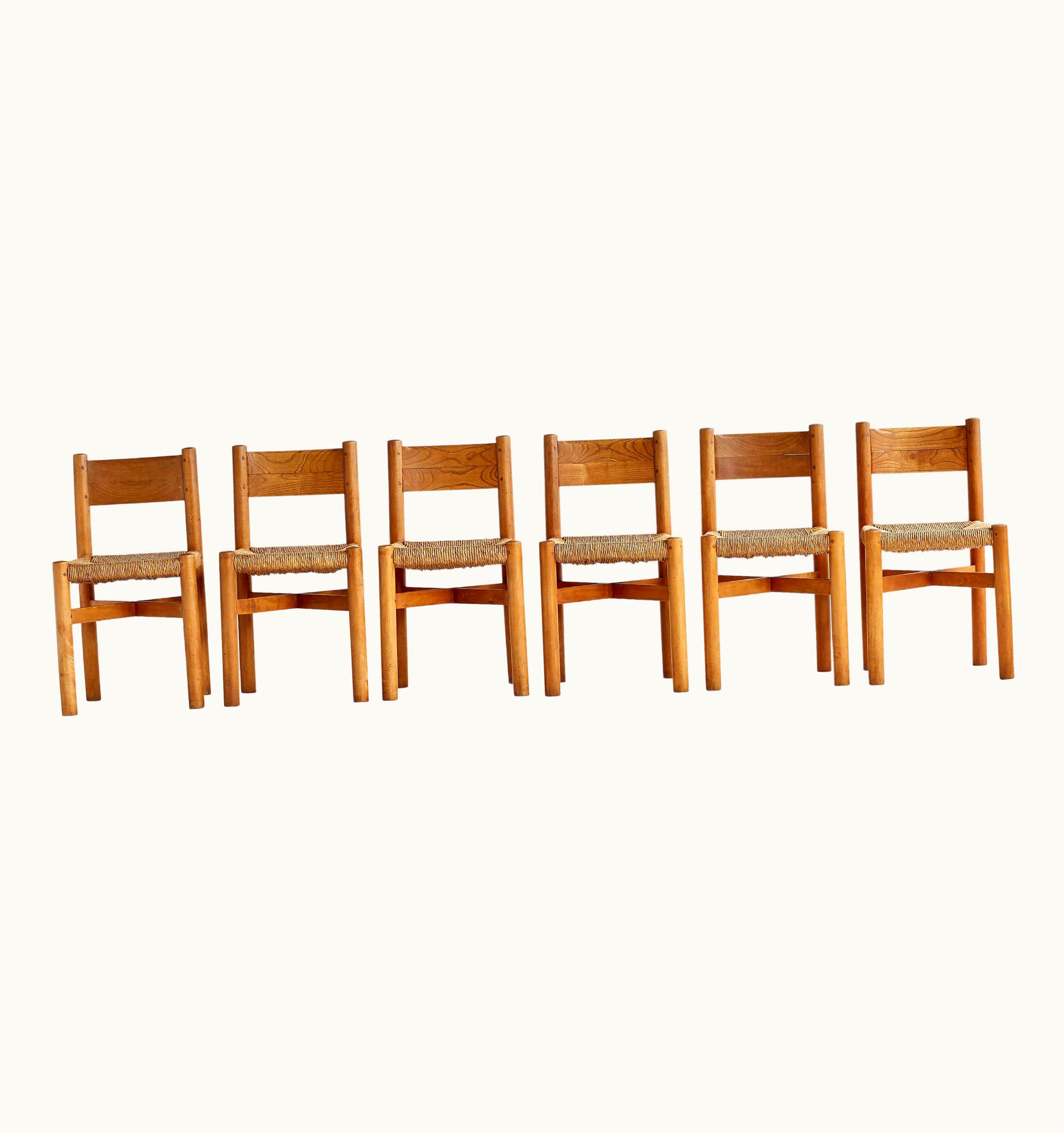Charlotte Perriand Charlotte Perriand Set Of 6 Early Charlotte Perriand Meribel Chairs By B.C.B
