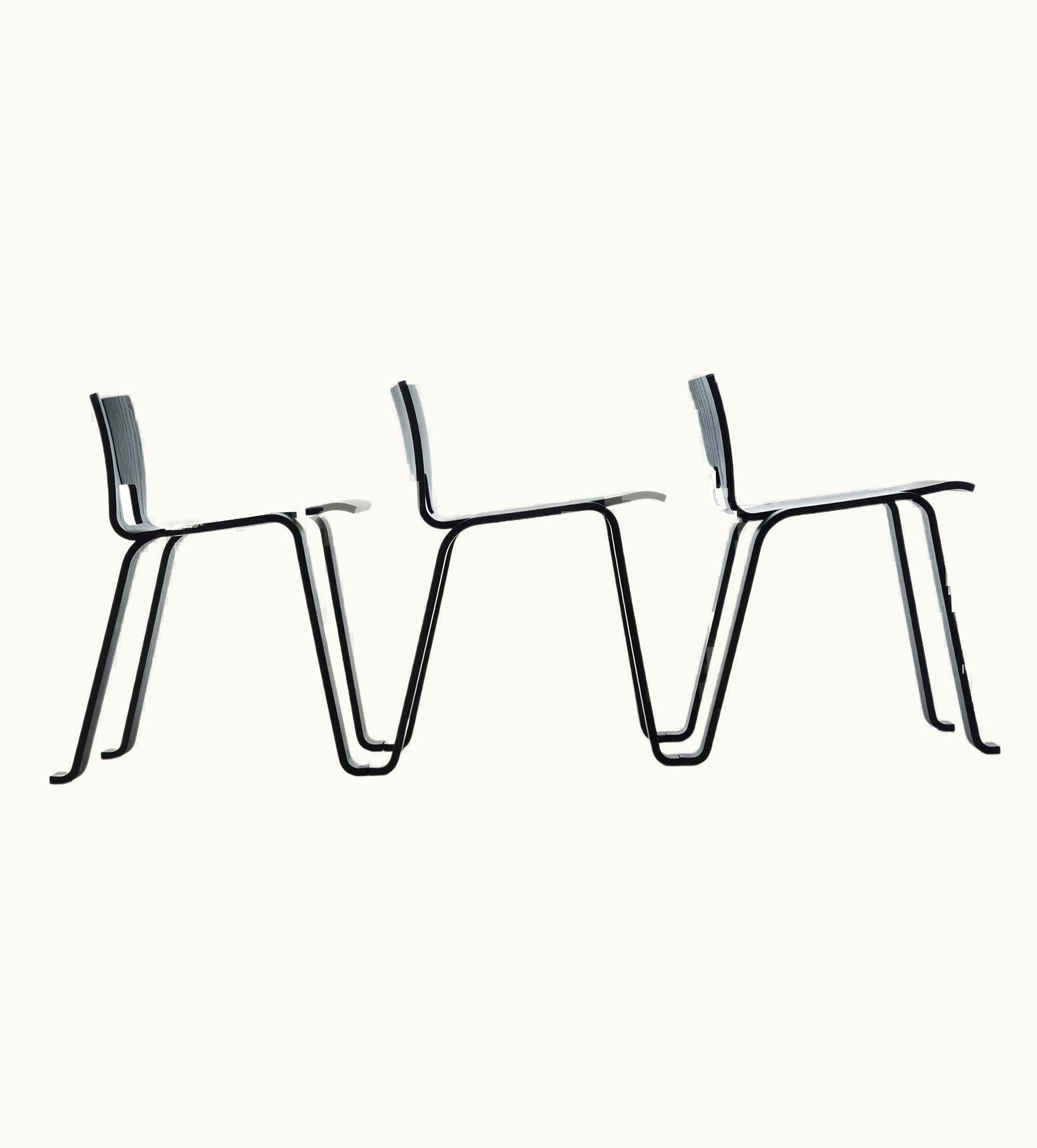 Charlotte Perriand Charlotte Perriand Set Of Three Charlotte Perriand Ombra Tokyo Chair, Oak Stained Black By Cassina