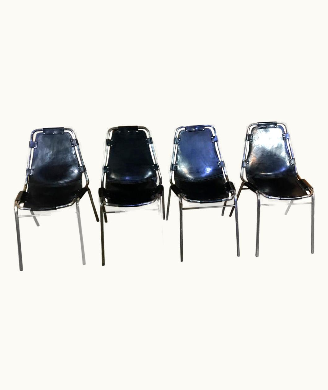 Charlotte Perriand Charlotte Perriand Les Arcs Black Stained Chairs Chosen By Charlotte Perriand, 1960s, Set Of Four