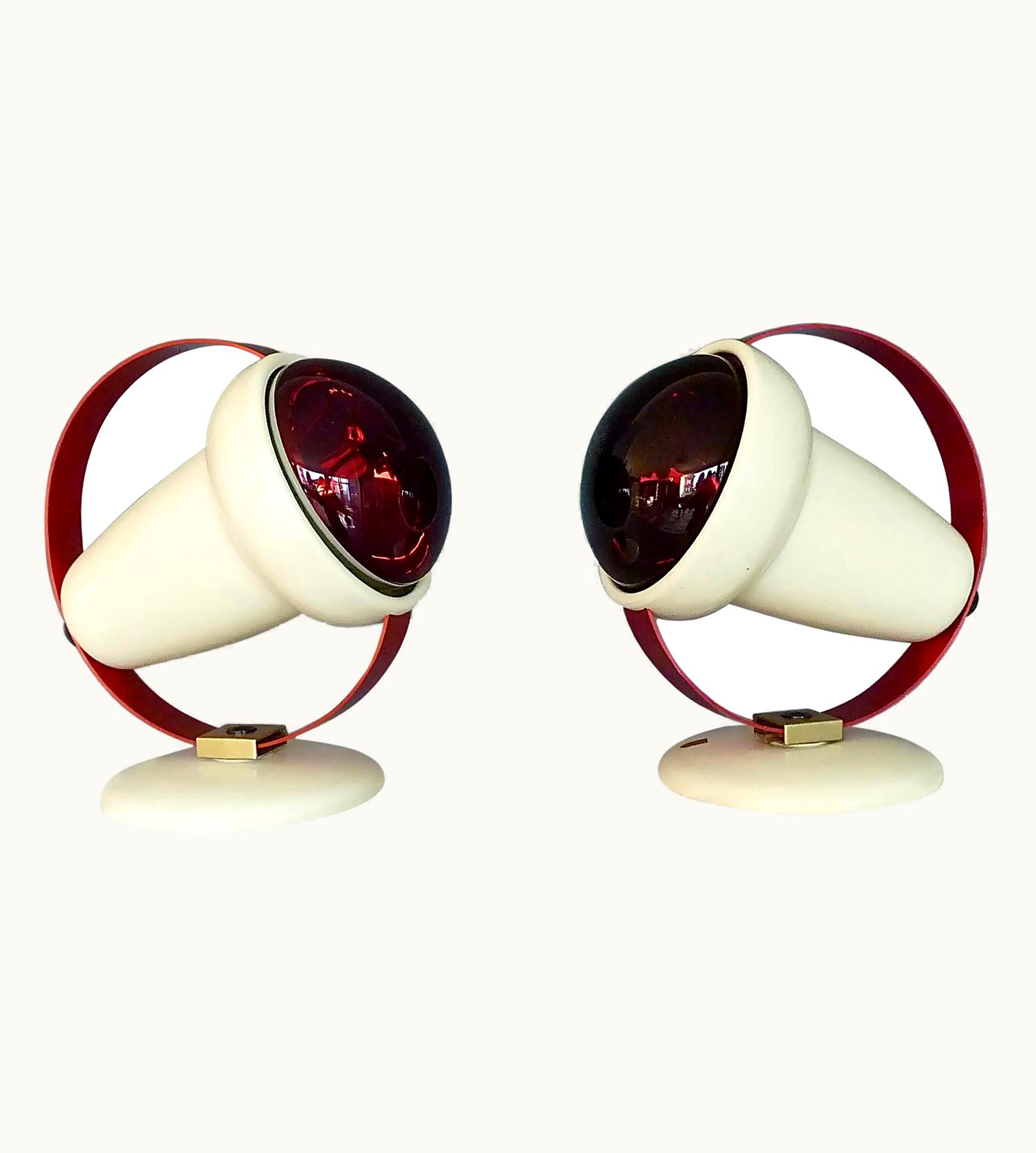 Charlotte Perriand Charlotte Perriand Two Midcentury Charlotte Perriand Table Wall Lamps For Philips Red Lights Sconce